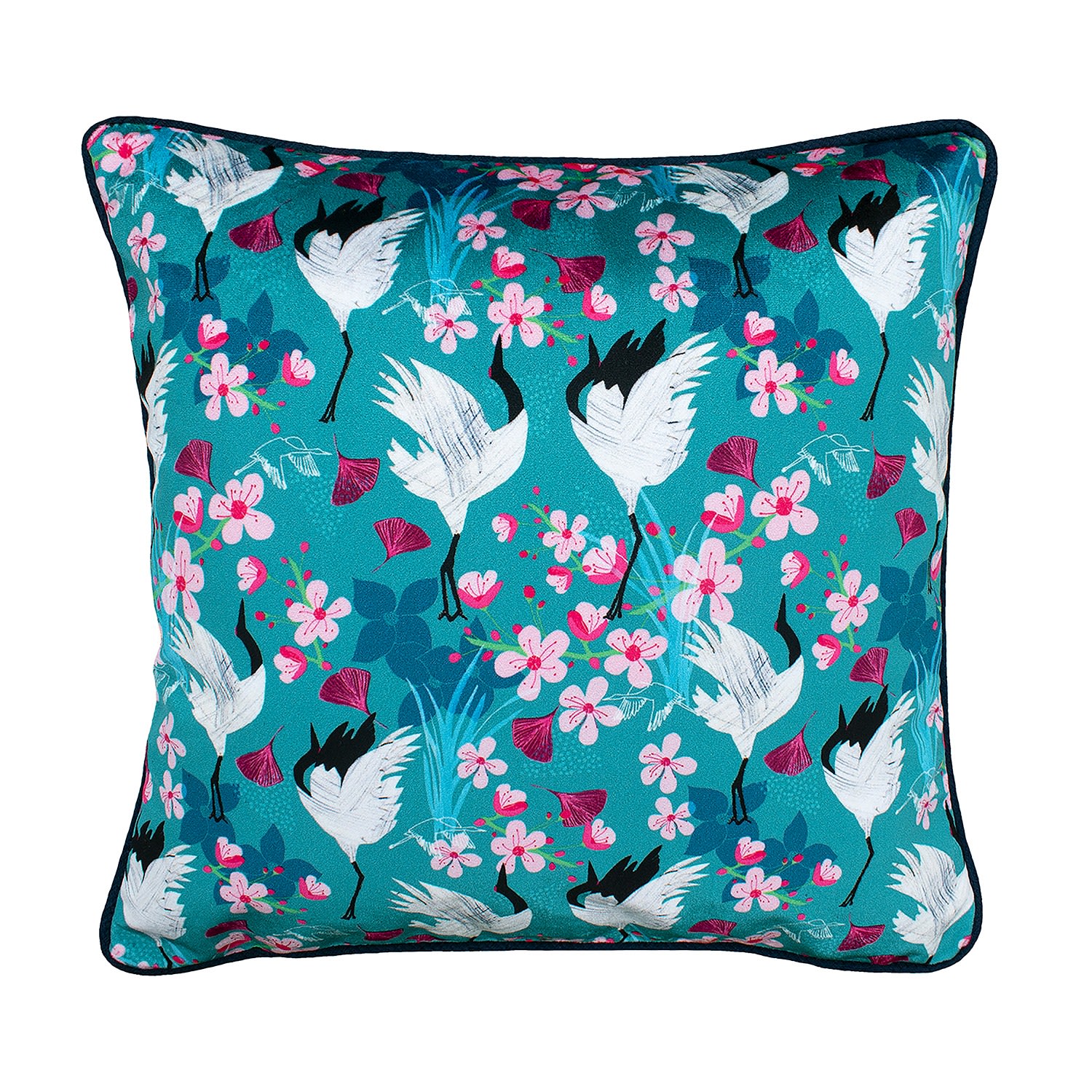 Crane & Blossom Velvet Cushion Amanda West