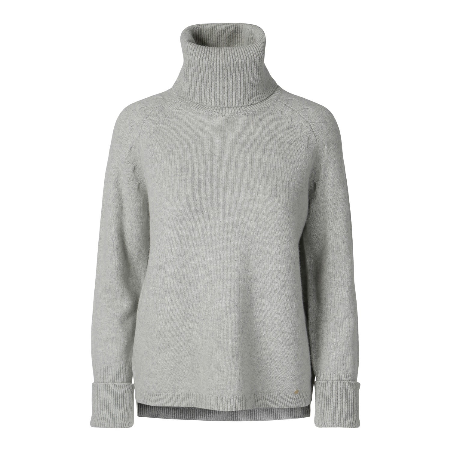 Women's "Cosy" Chunky Turtle Neck Pullover- Light Grey Melange | Medium | Tirillm