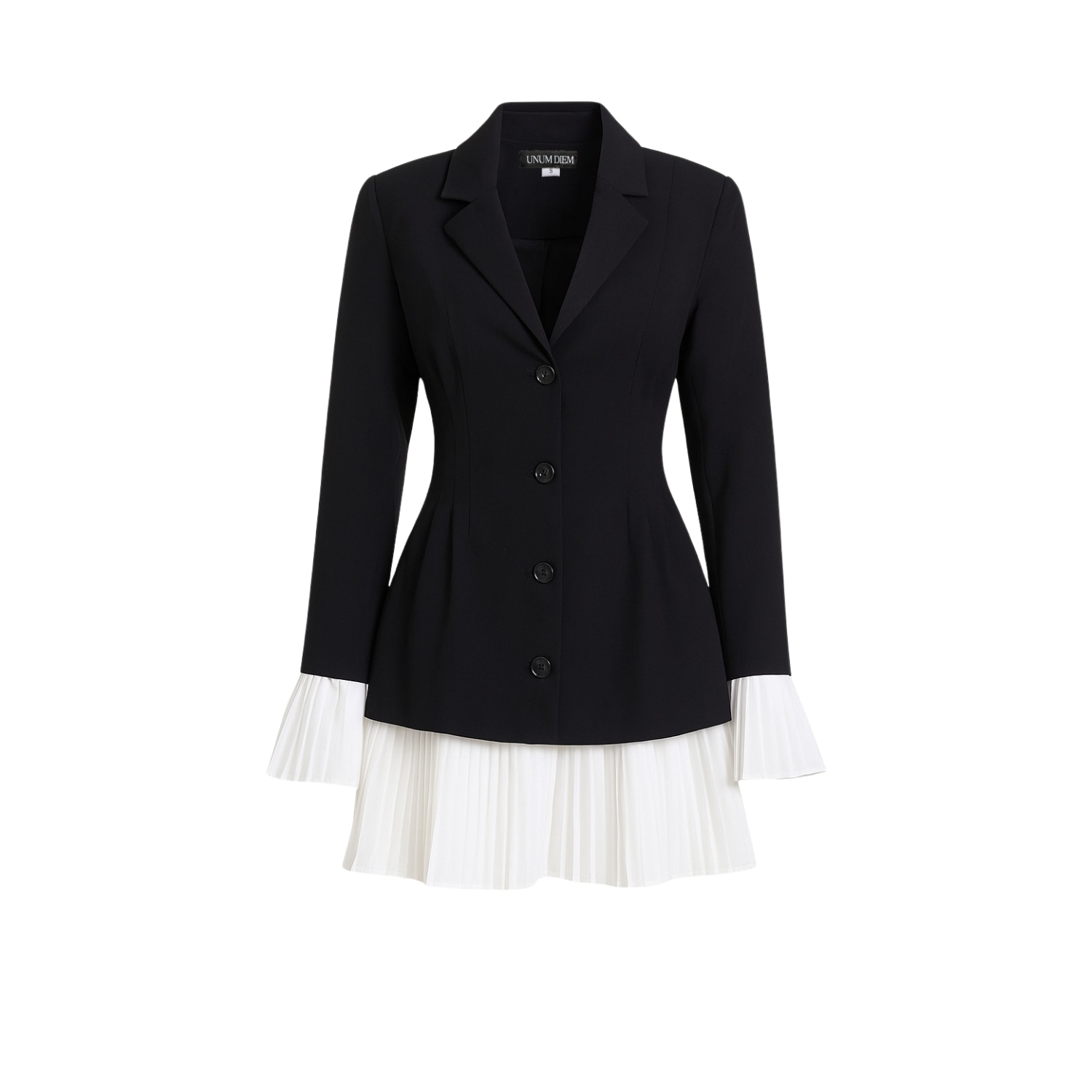 Unum Diem Women's Black / White Monochrome Pleated Blazer Dress In Multi