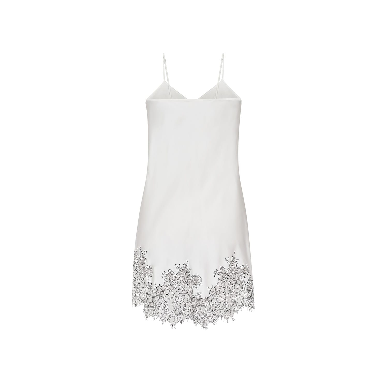 Slip dress in silk and Caudry lace