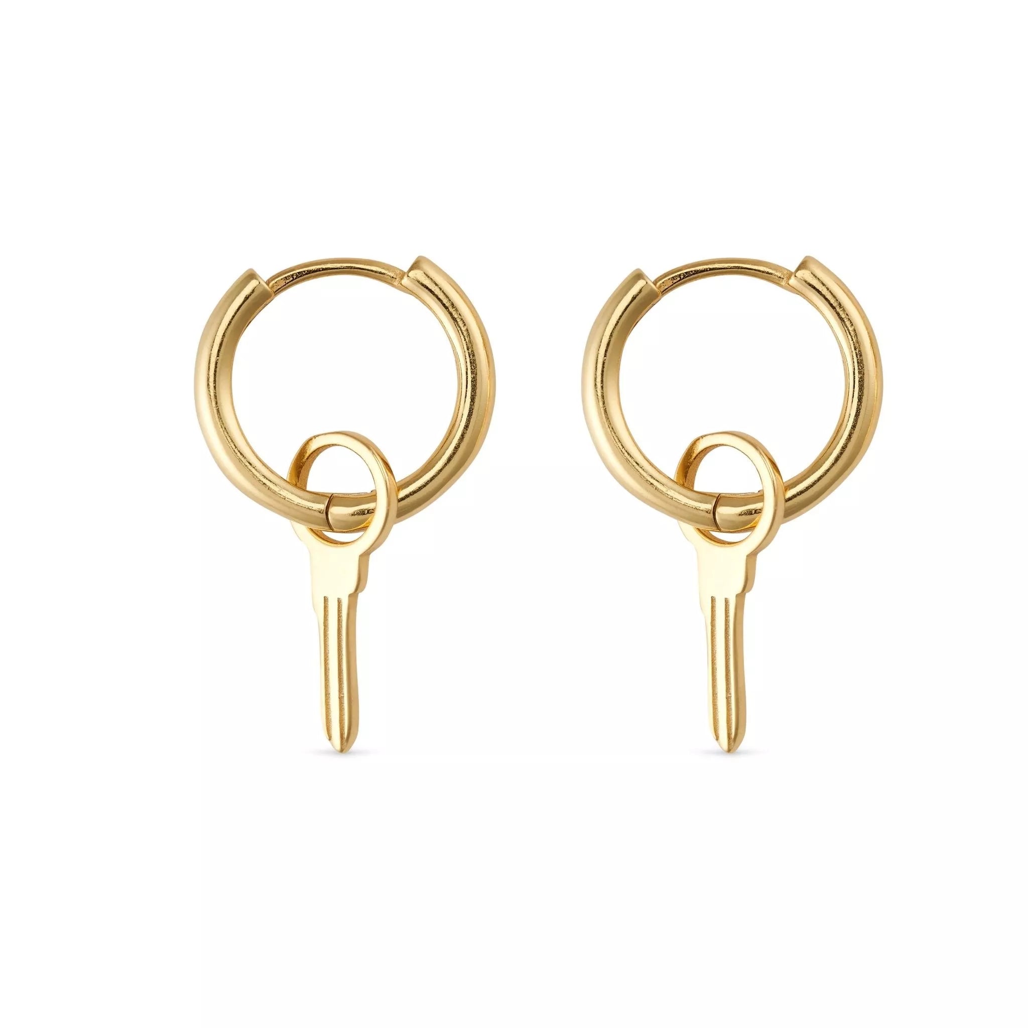 Elk & Bloom Women's Gold Key Hoop Earrings In Gold