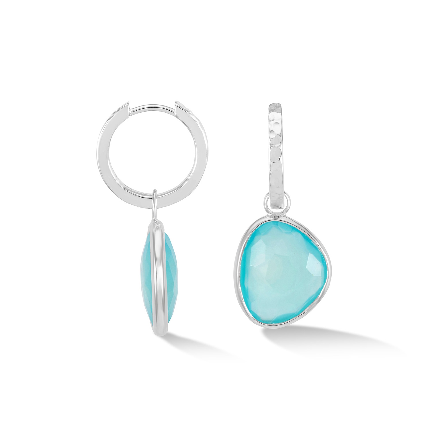 Dower & Hall Women's Chalcedony Pebble Huggie Hoops In Silver In Blue