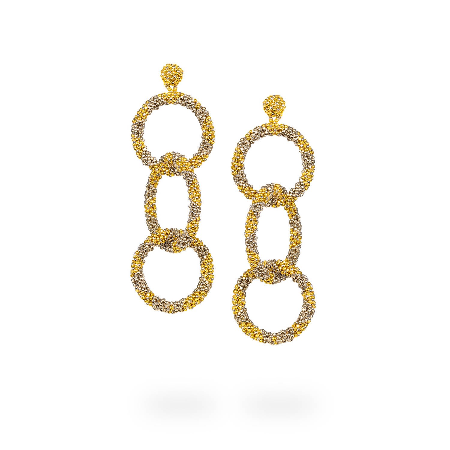 Women’s Three-Looped Hoop Earrings - Gold & Platinum Kuu