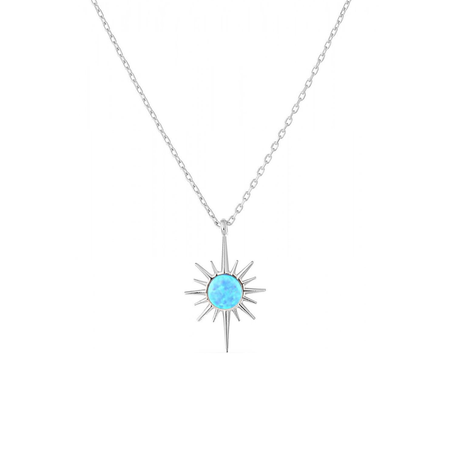 Women’s Blue Opal Northernstar Sterling Silver Pendant Necklace - Silver Spero London