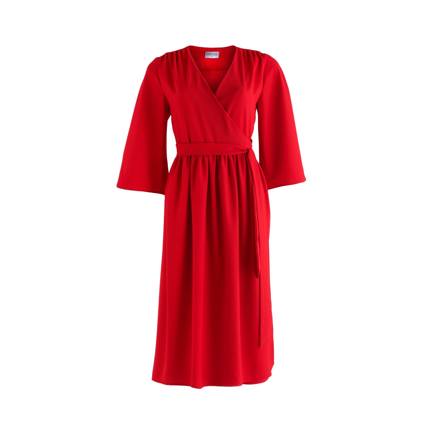 Women’s Pearl Wrap Dress With Kimono Sleeve In Red Medium Cocoove