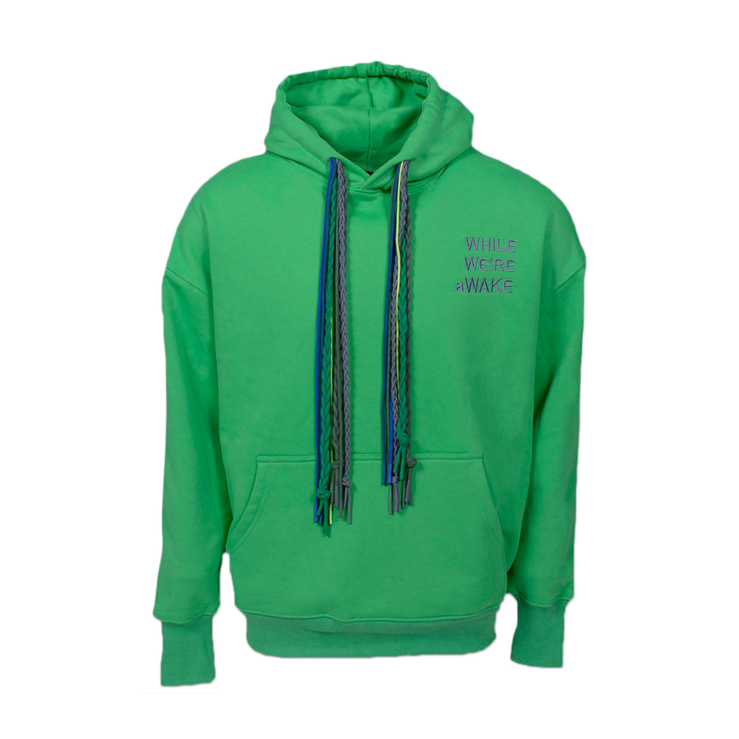 While We're Awake Women's Dark Multi String Green Hoodie