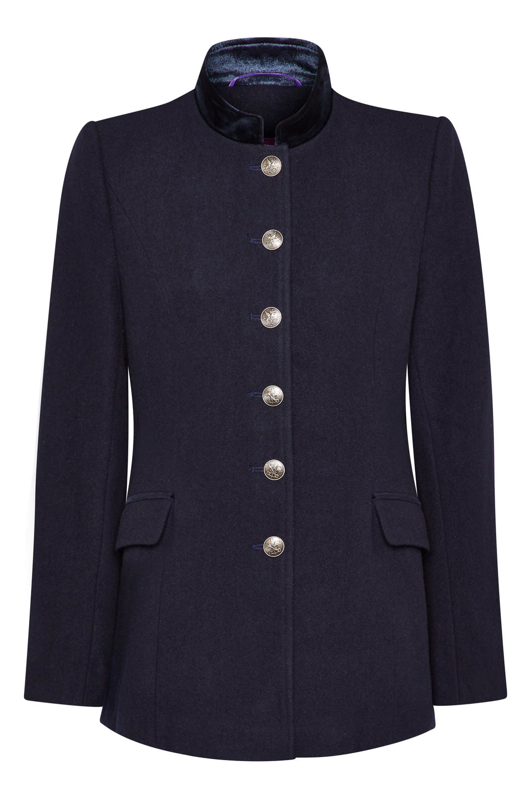 Guinea Women's Blue Navy Blazer - Wool With Velvet Trims In Blue