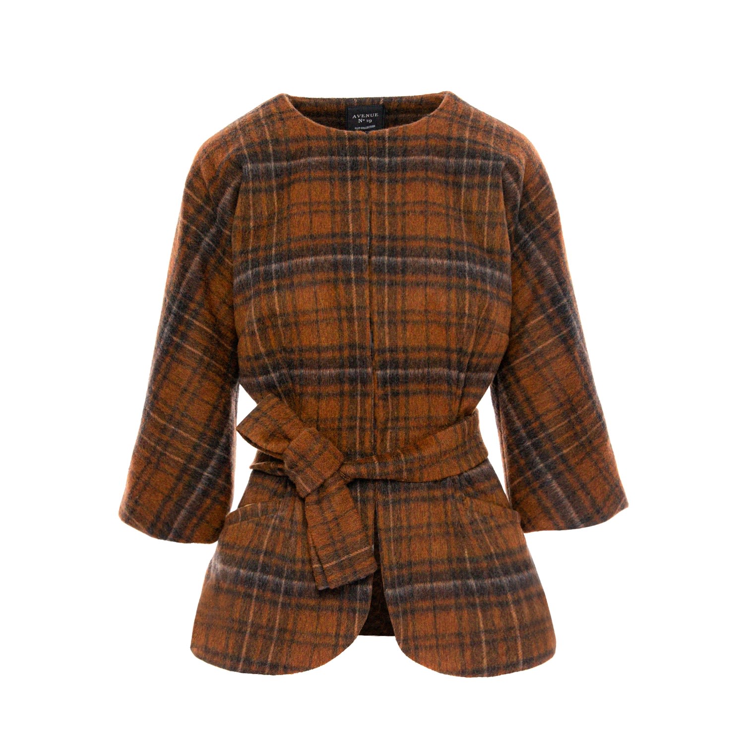 Women’s Check Wool Cape With Belt - Brown Xxs Avenue no.29