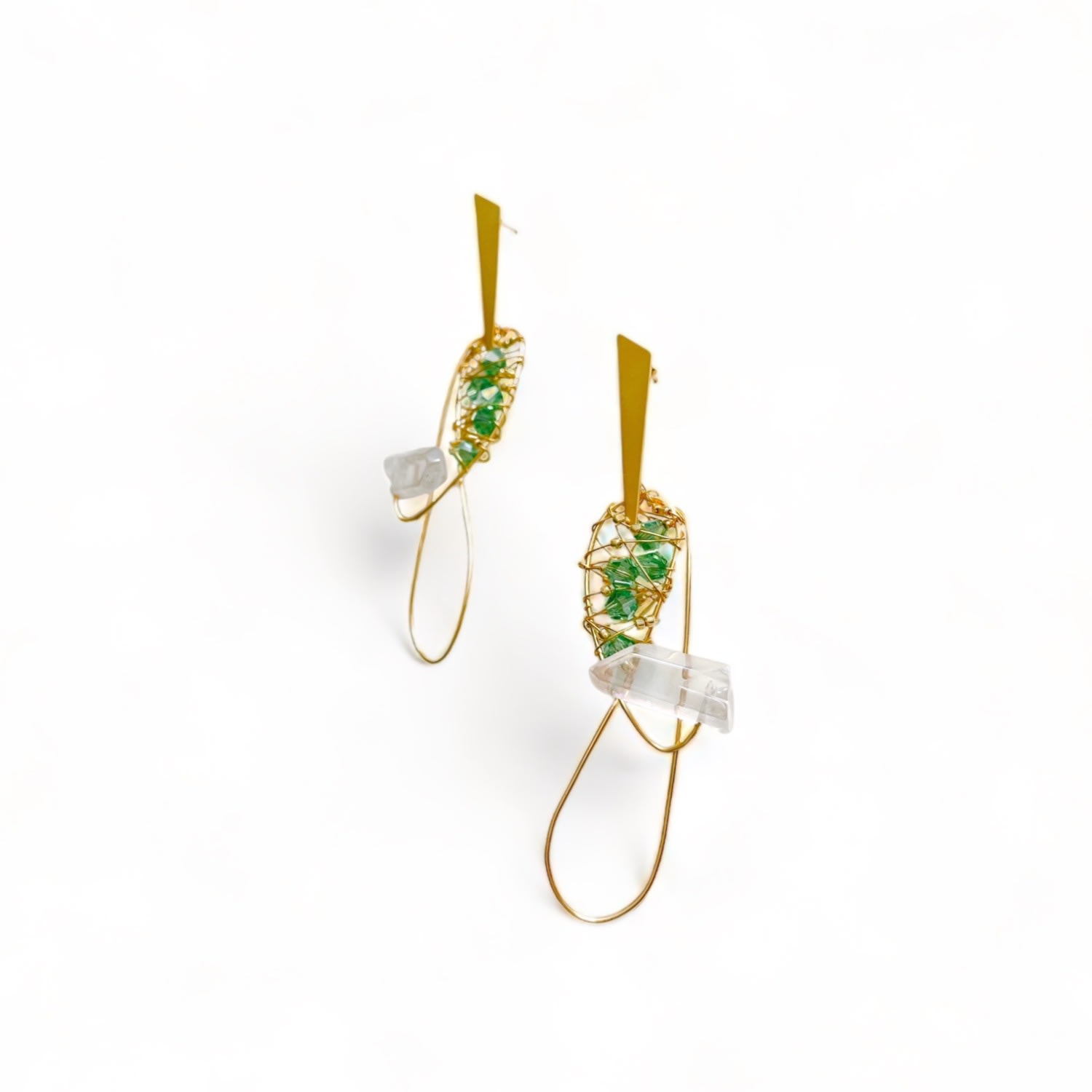 Women’s Gold / Green Singular Quartz Earring Nat Co.