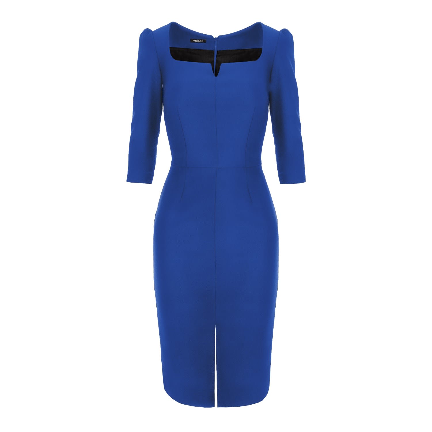 Women’s Rounded Neckline Midi Dress With Front Slit - Blue Extra Small Avenue no.29