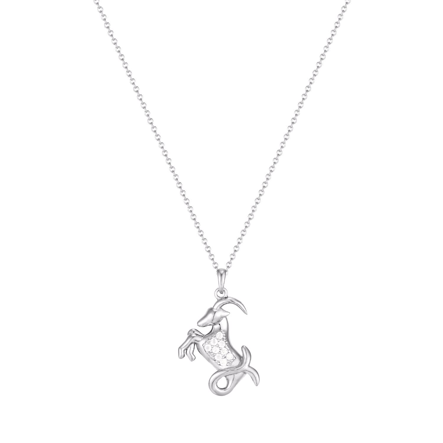 Ecoated Sterling Silver Capricorn Zodiac Sign Necklace SEOL