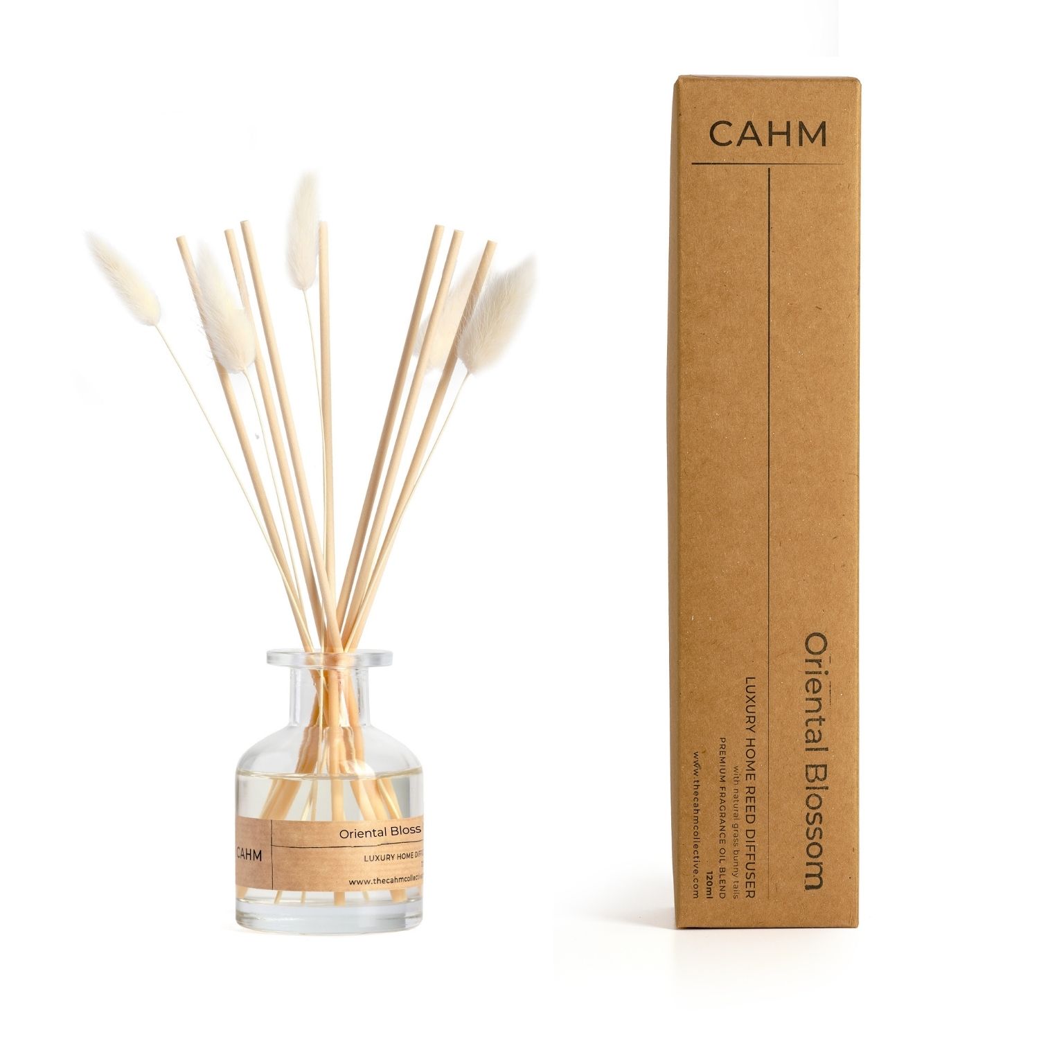 Cahm Neutrals / White Oriental Blossom Luxury Reed Diffuser - Clear