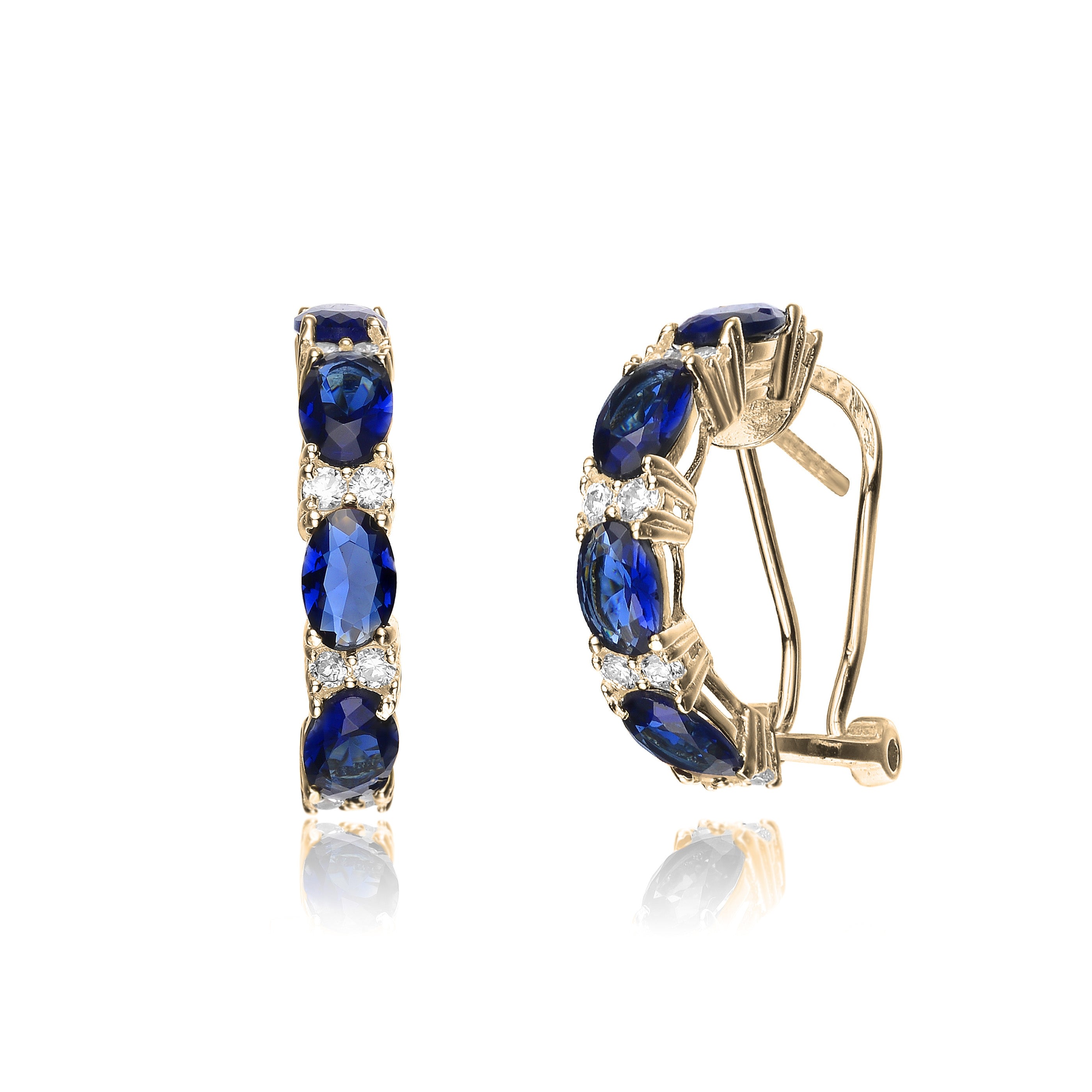 Women’s Gold / Blue Mini Amande Mediterrané Dainty Hoop Earrings Genevive Jewelry