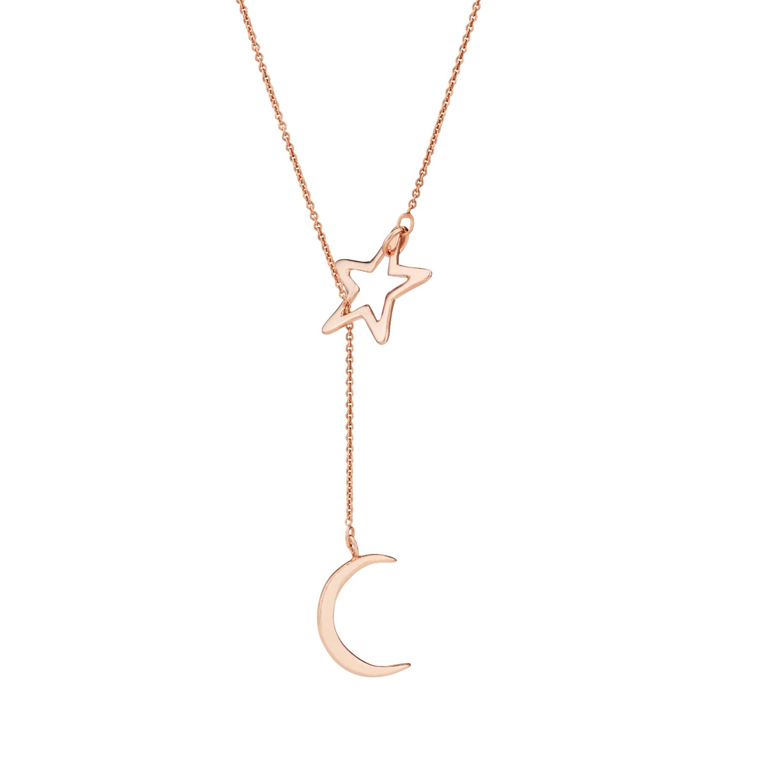 Posh Totty Designs Women's Rose Gold Plated Moon & Star Lariat Necklace In Gold