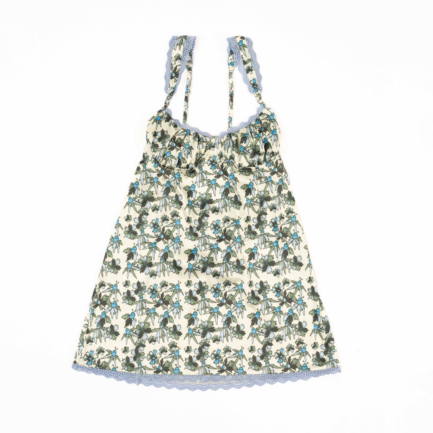 House Of Murphy Women's Yellow / Blue / Green Sunshine Market Satin Pajama Mini Dress In Multi