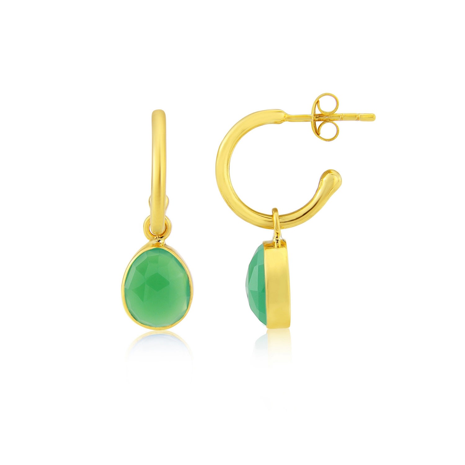 Auree Jewellery Women's Gold / Green Manhattan Gold & Chrysoprase Interchangeable Gemstone Earrings