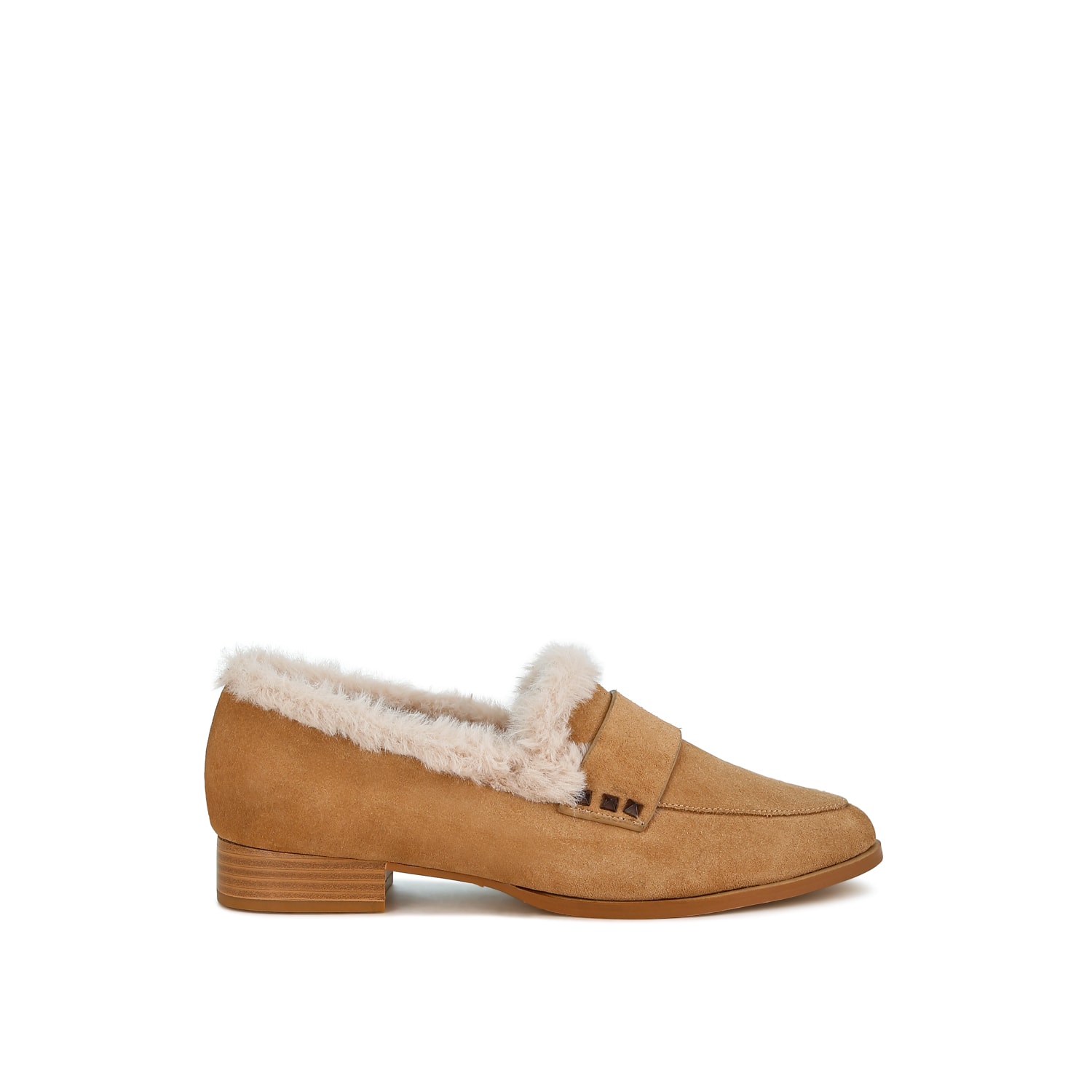 Rag & Co Allie Fur Trim Suede Loafers