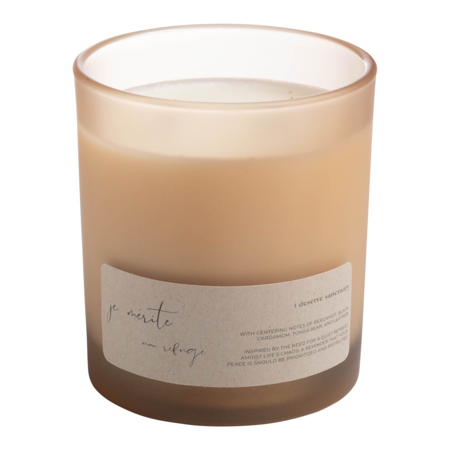 Je Mérite (i Deserve) White Je Mérite Un Refuge, I Deserve Sanctuary Affirmation Candle In White