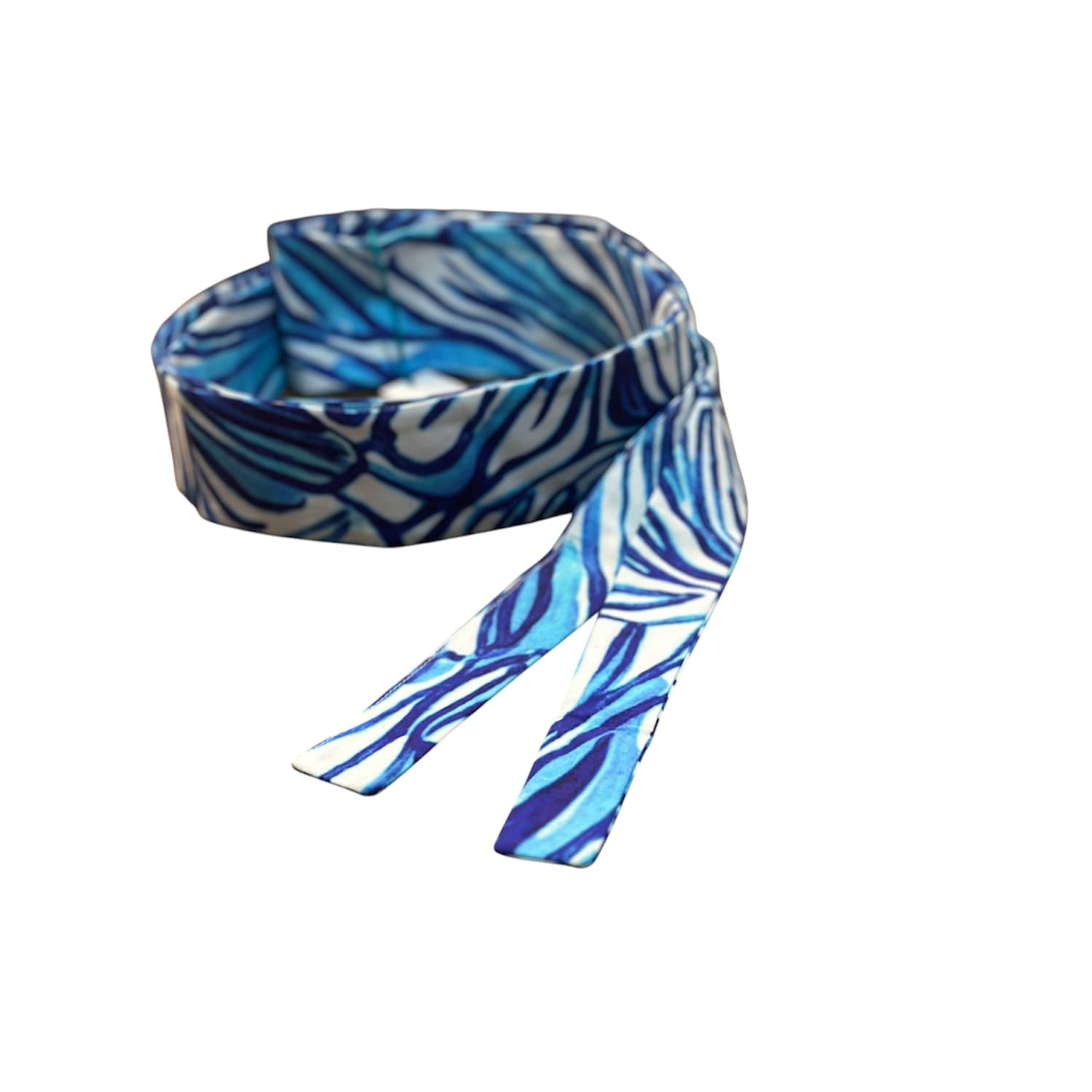 Women’s Blue / White Zelda Sentry Cerulean Printed Belt | Small | Perlavera