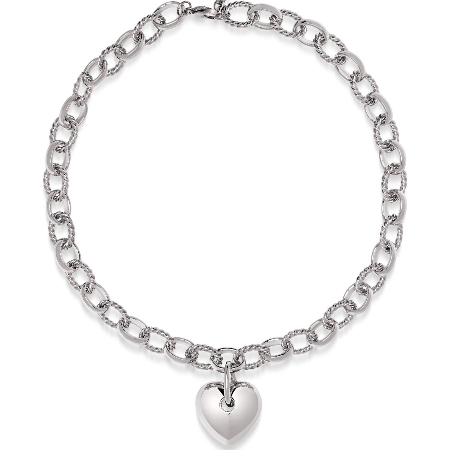 Nialaya Women's Silver Cable Choker With Chunky Heart Pendant In Metallic