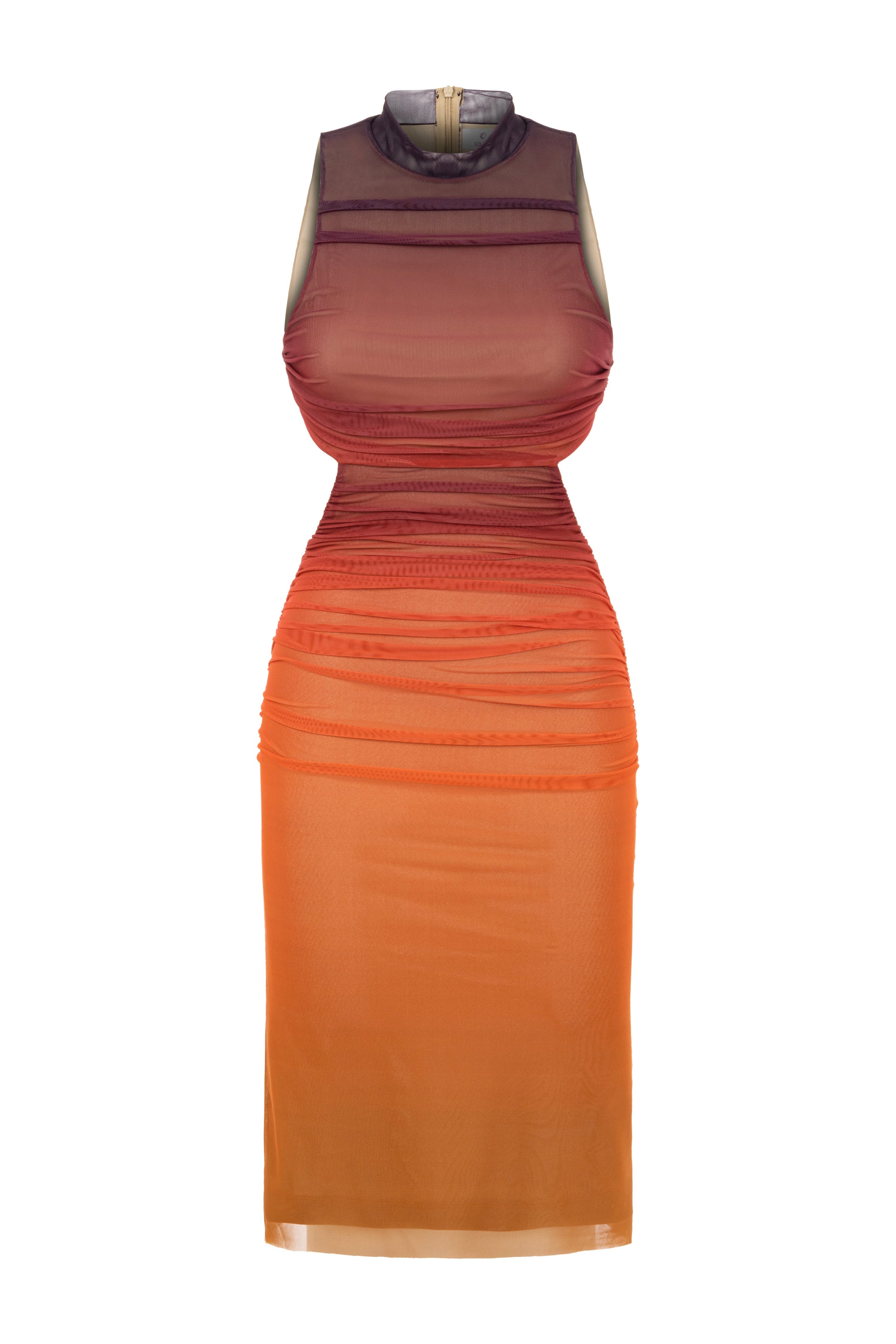 Calamity Mesh Dress With Orange Gradient Print | Khela the Label | Wolf &  Badger