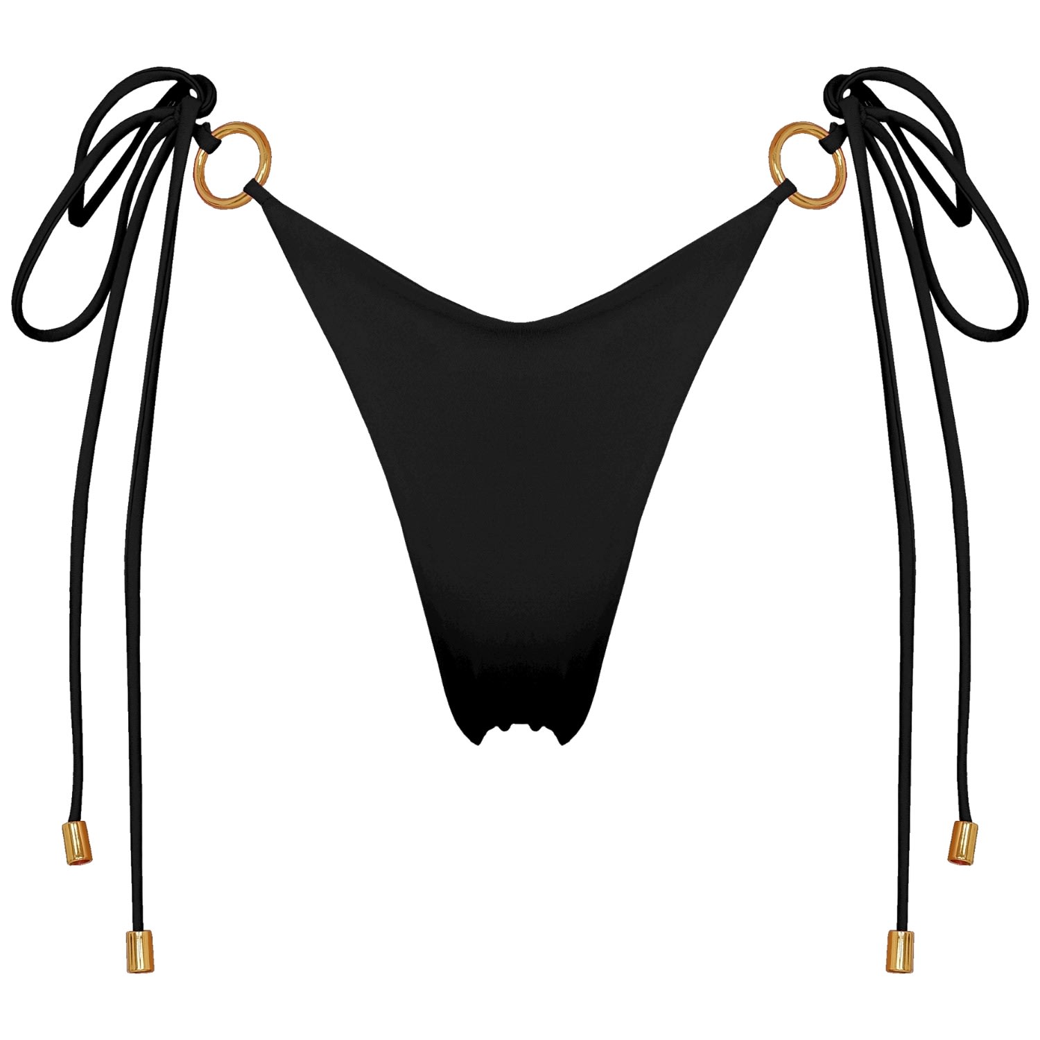 Antoninias Women's Henoria Double Layered Seamless Bikini Bottom With Golden Ring Details In Black