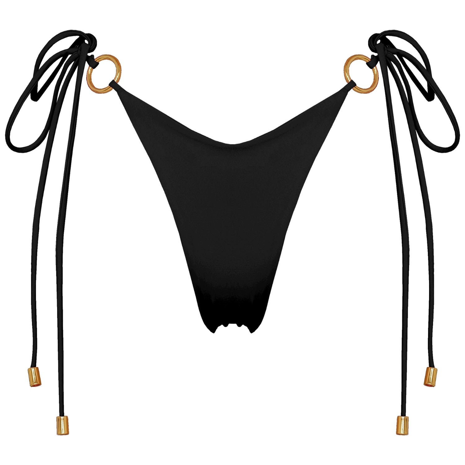 Antoninias Women's Henoria Double Layered Seamless Bikini Bottom With Golden Ring Details In Black In Black