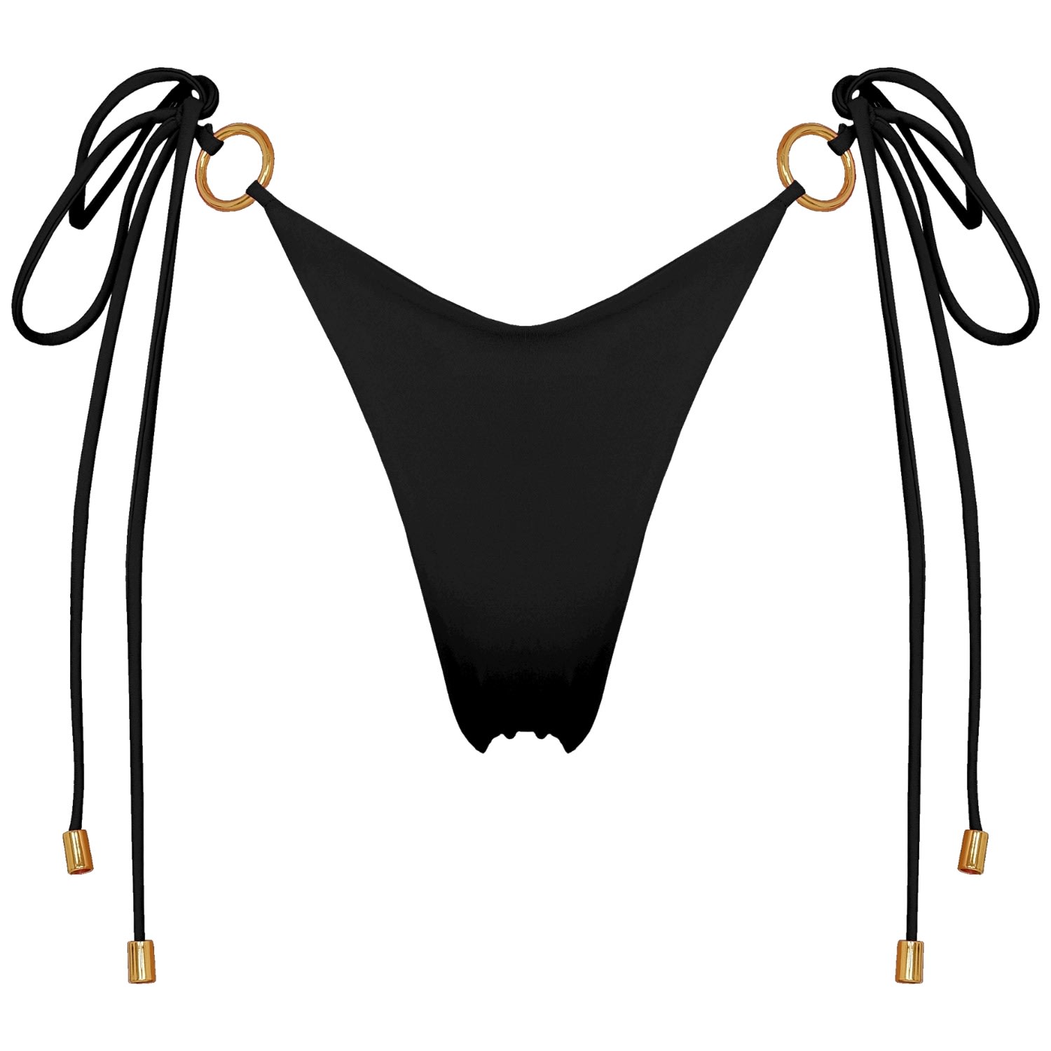 Women’s Henoria Double Layered Seamless Bikini Bottom With Golden Ring Details In Black Medium Antoninias