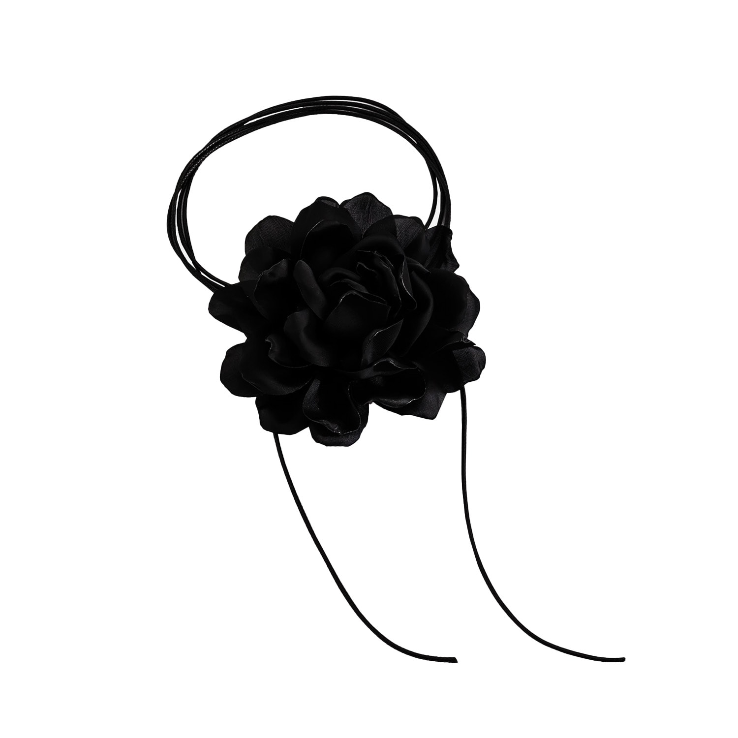 Women's Black Large Satin Charmeuse Rose Choker | Chanel Joan Elkayam