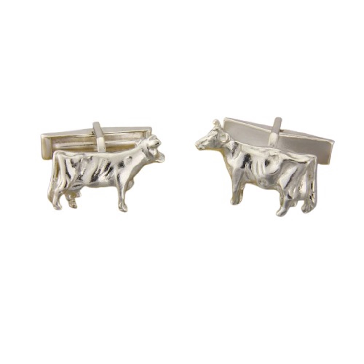 Simon Kemp Jewellers Men's Cow Cufflinks In Solid Sterling Silver
