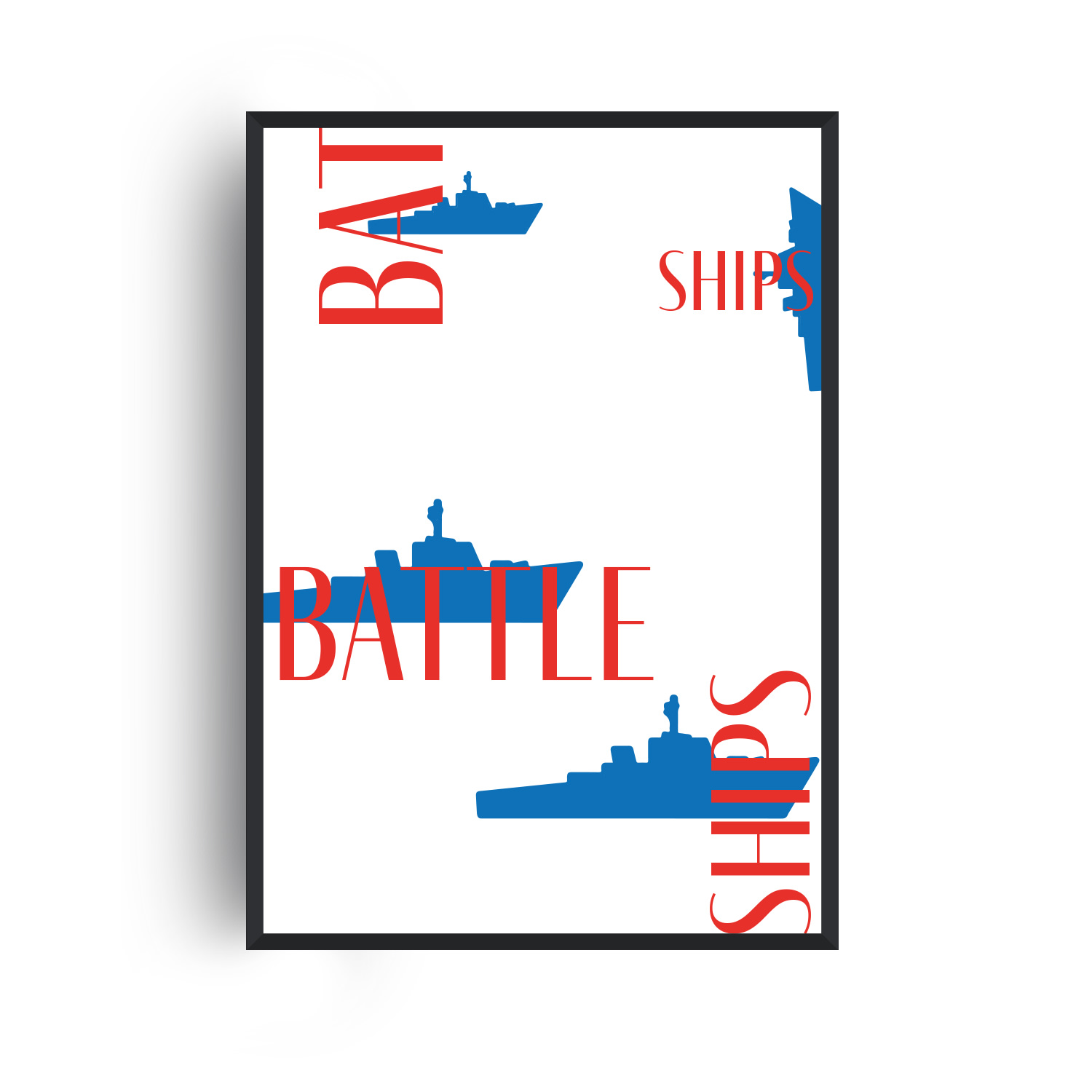 Fanclub Blue / Red Battleships Retro Giclée Art Print A3 In Blue/red