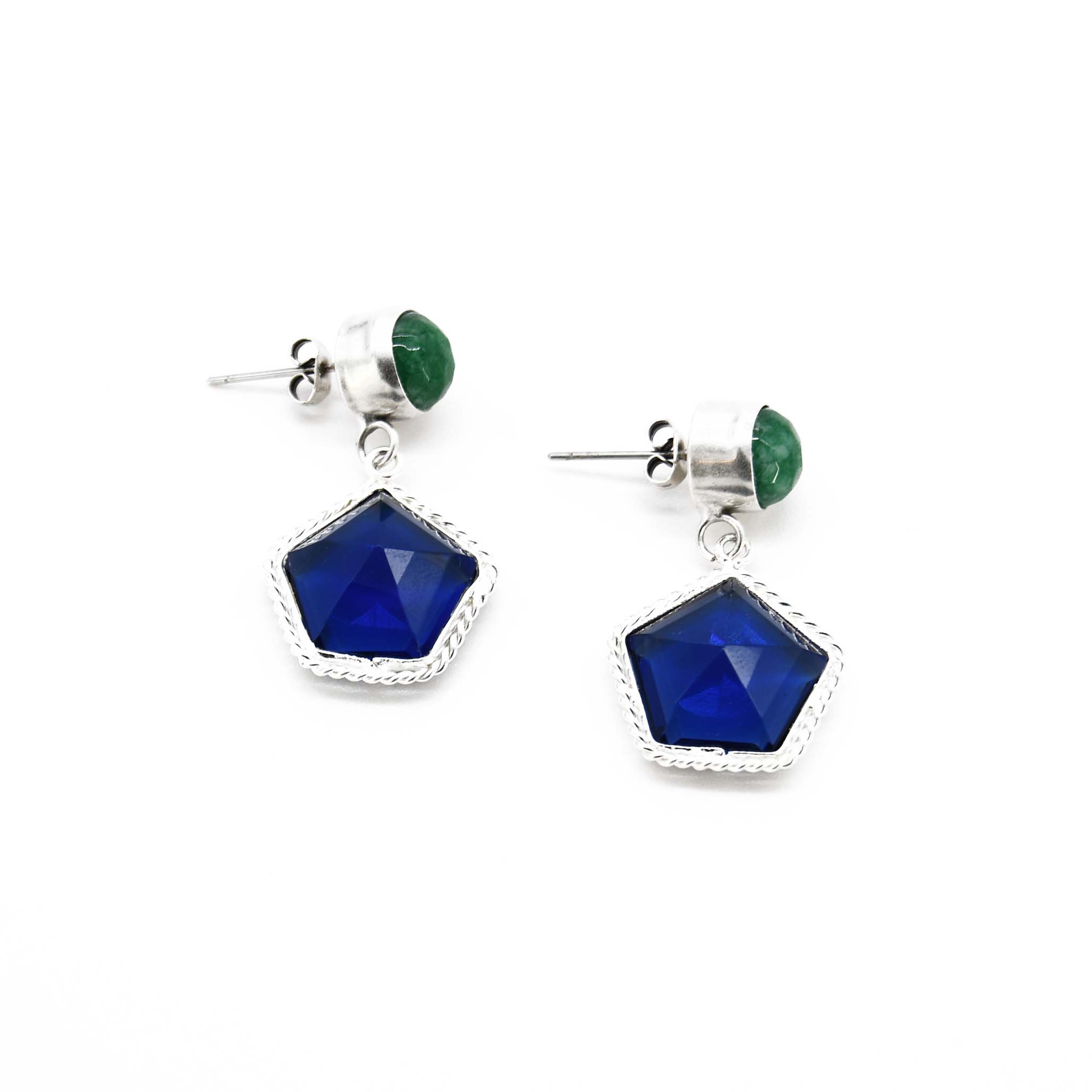 Women’s Green / Blue / Silver Kyanite Blue Quartz Handmade Drop Earring Adiba