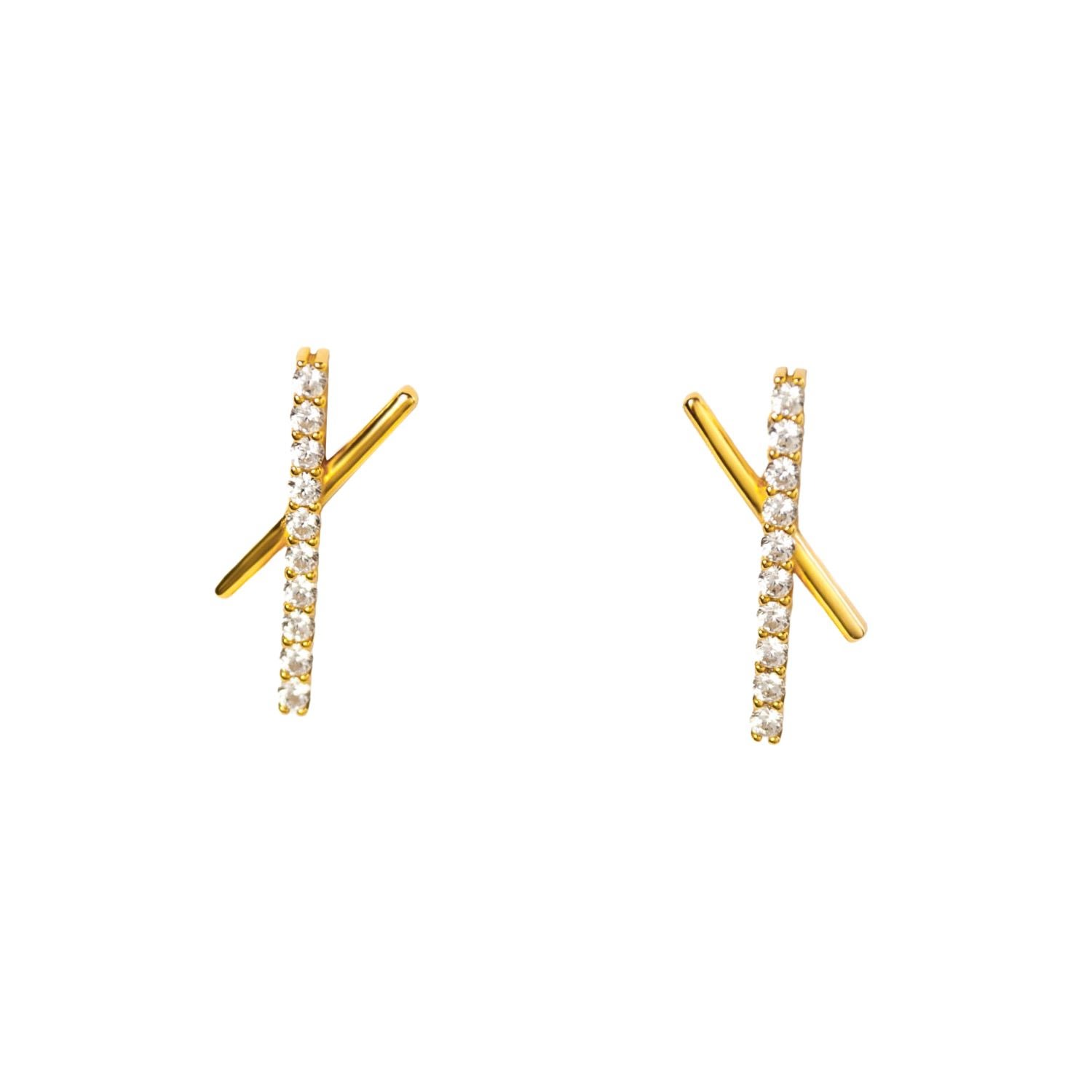 Women’s Pav X Gold Stud Earrings Marie June Jewelry