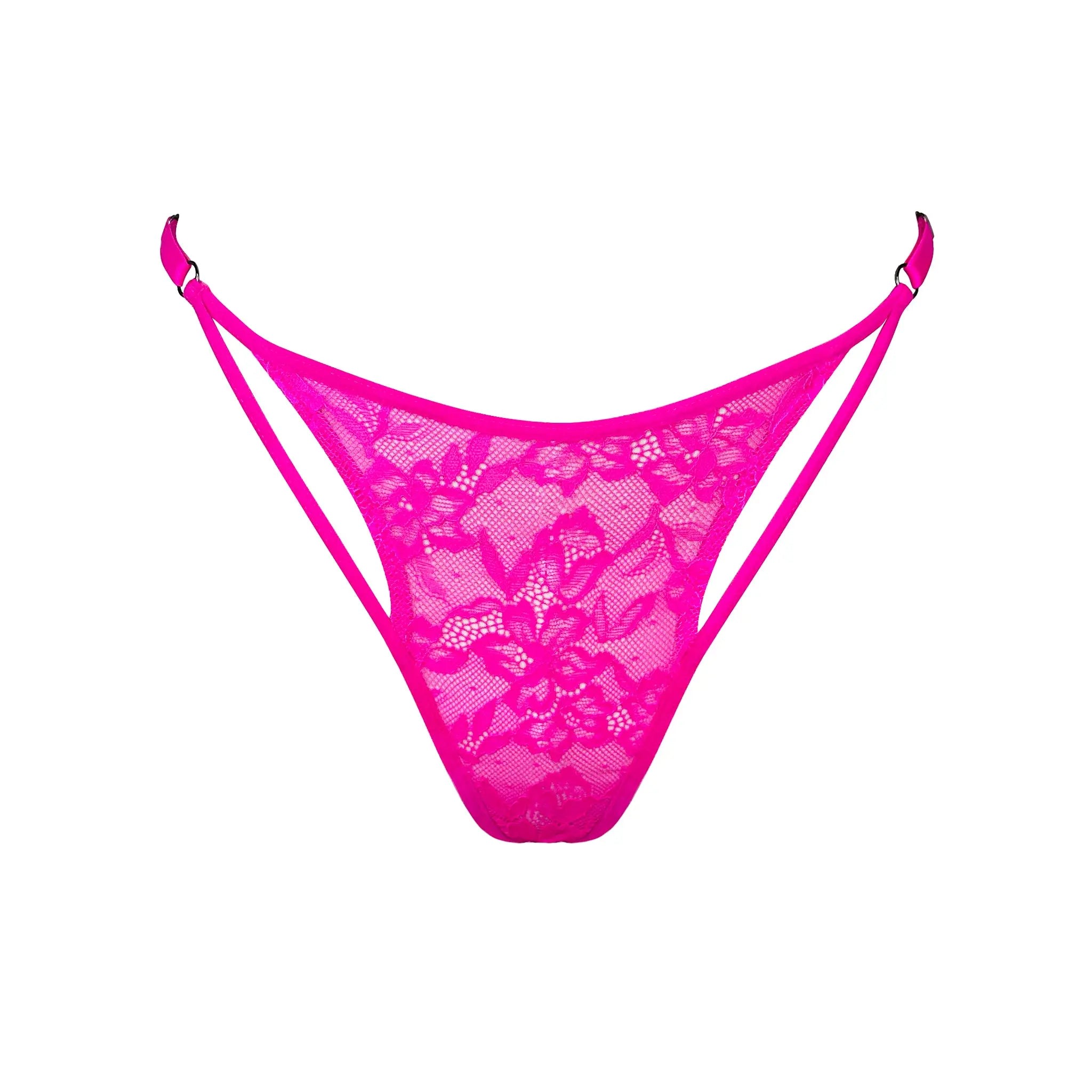 Monique Morin Lingerie Women's Pink / Purple Hologram Adjustable Thong Electric Magenta In Pink/purple