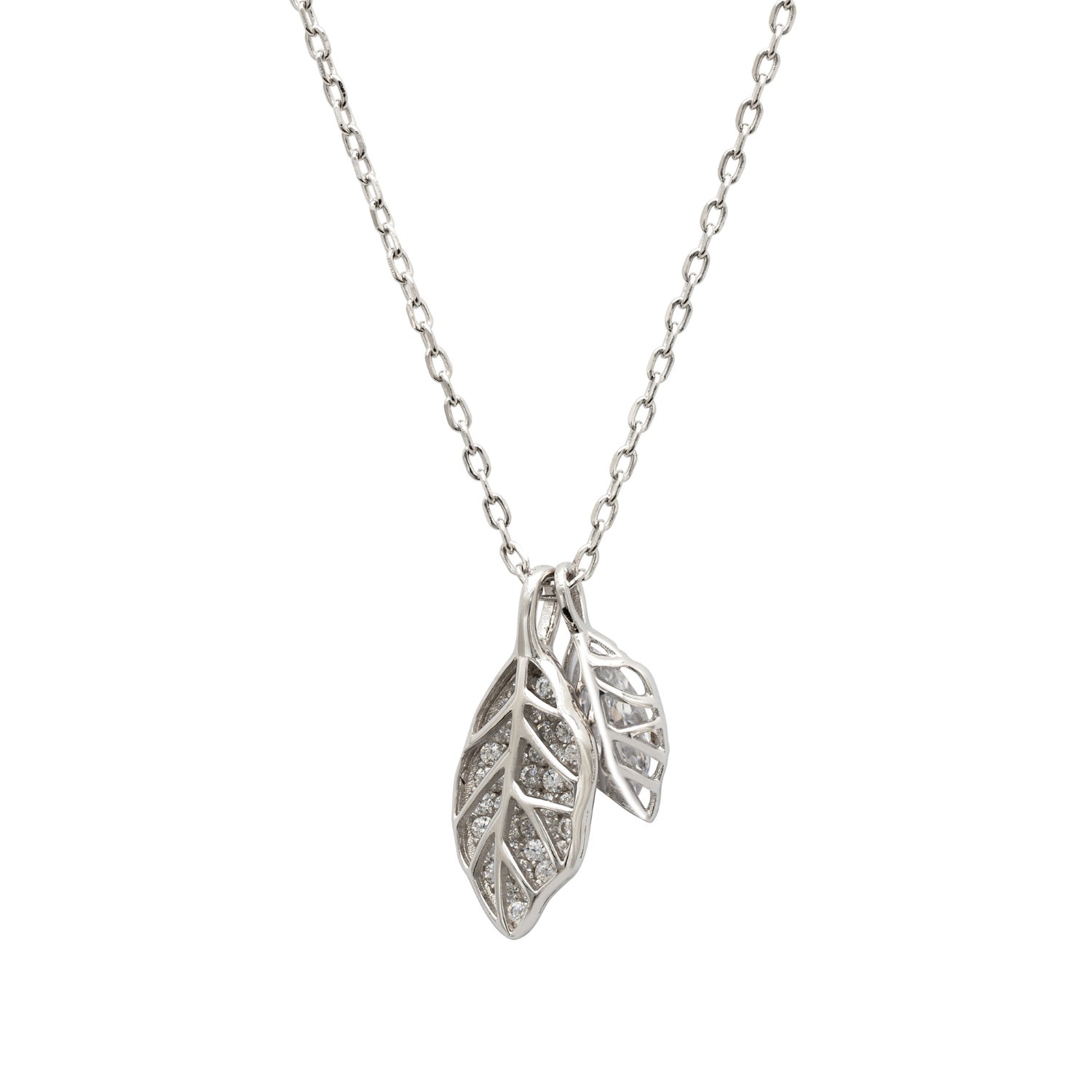 Women’s White / Silver Willow Double Leaf Necklace Silver Latelita