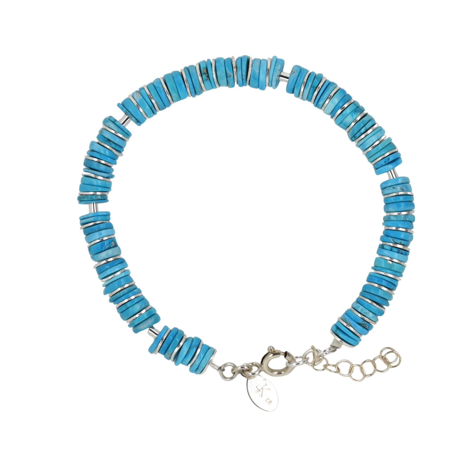 Lori Kaplan Design Women's Blue / Silver Sleeping Beauty Turquoise Slivers Signature Sterling Bracelet
