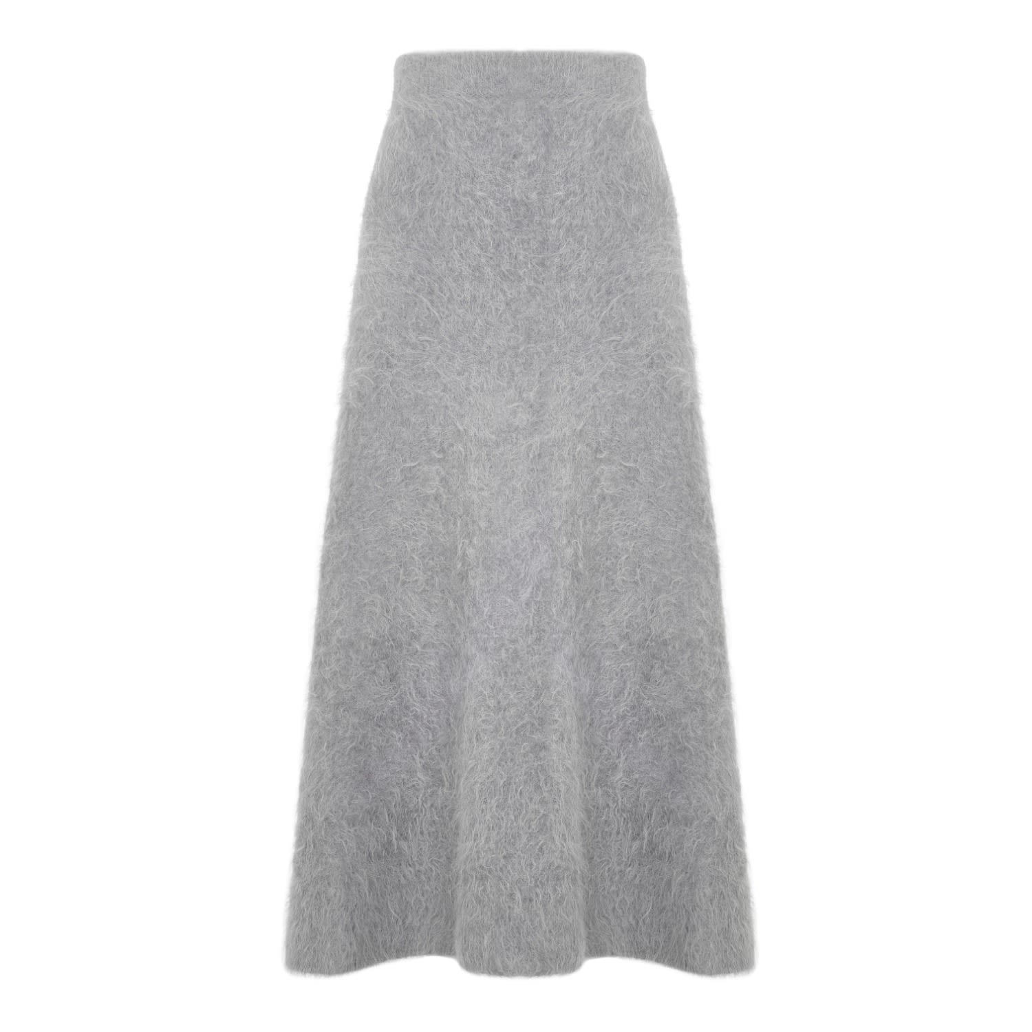 Women’s Grey Alpaca Wool Long Fluffy Skirt Large Kk