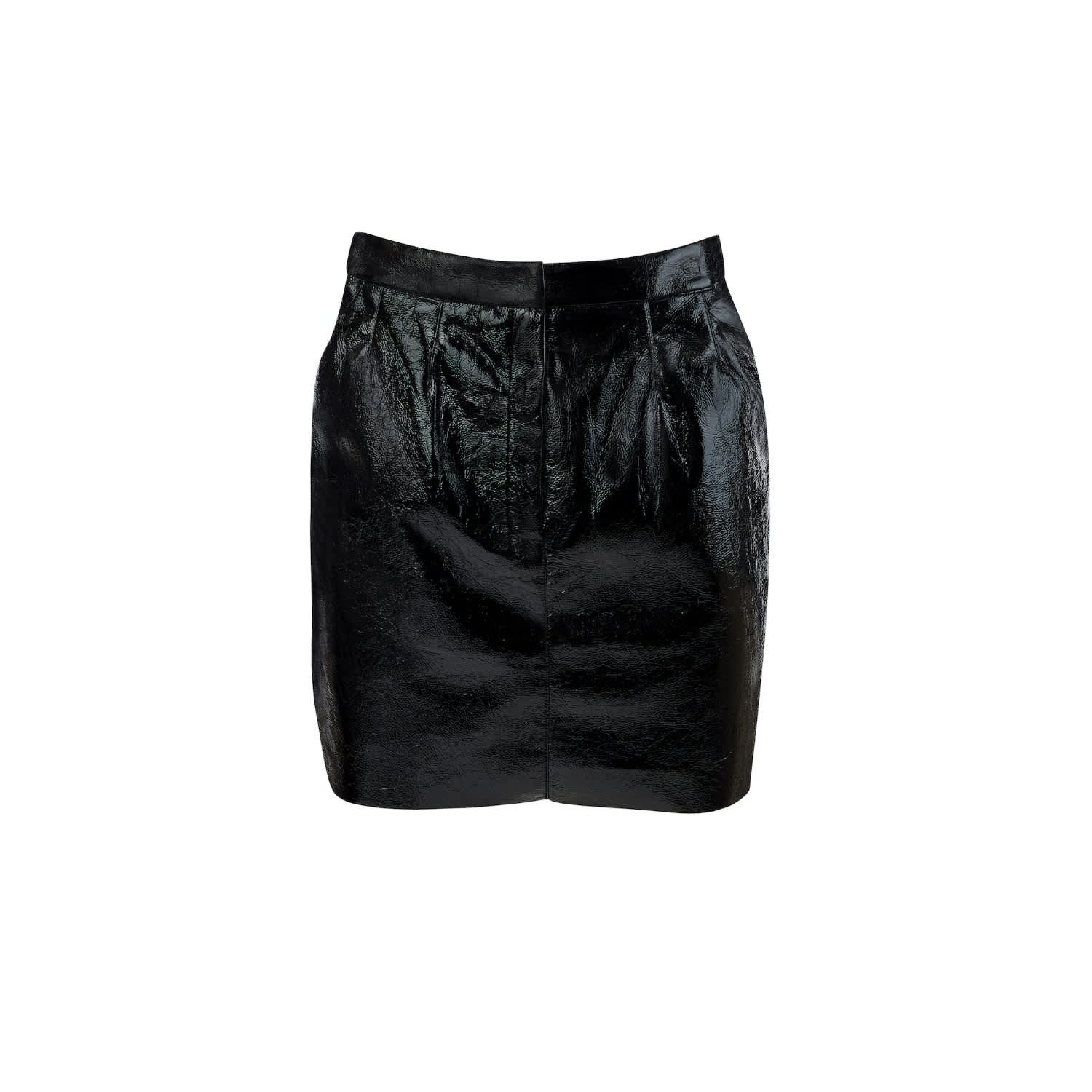 white patent leather mini skirt