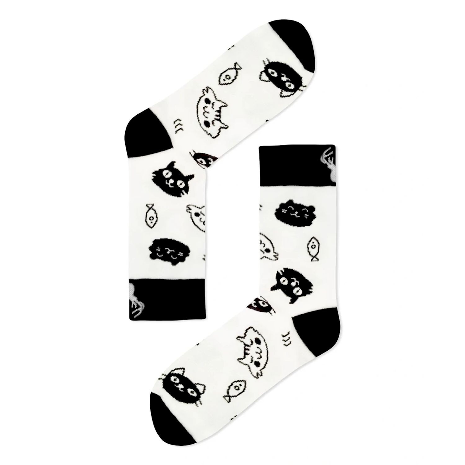 Aloha From Deer Women's White / Black Black And White Cat Cotton Socks In Multi