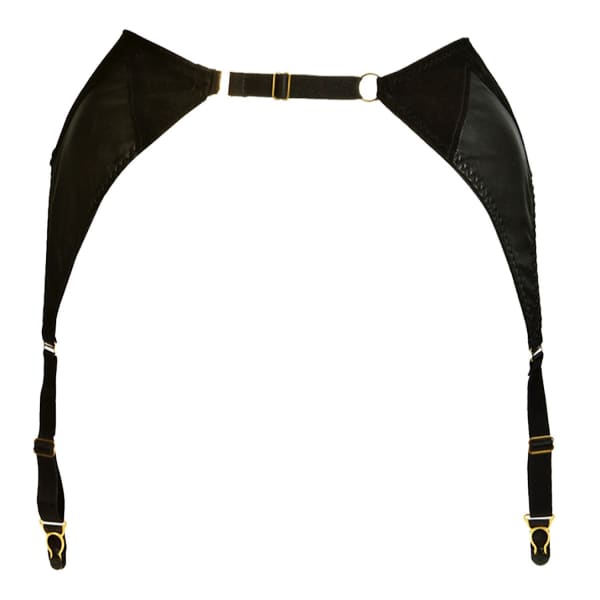 Something Wicked Women's Black Ava Leather & Suede Suspender Garter Belt