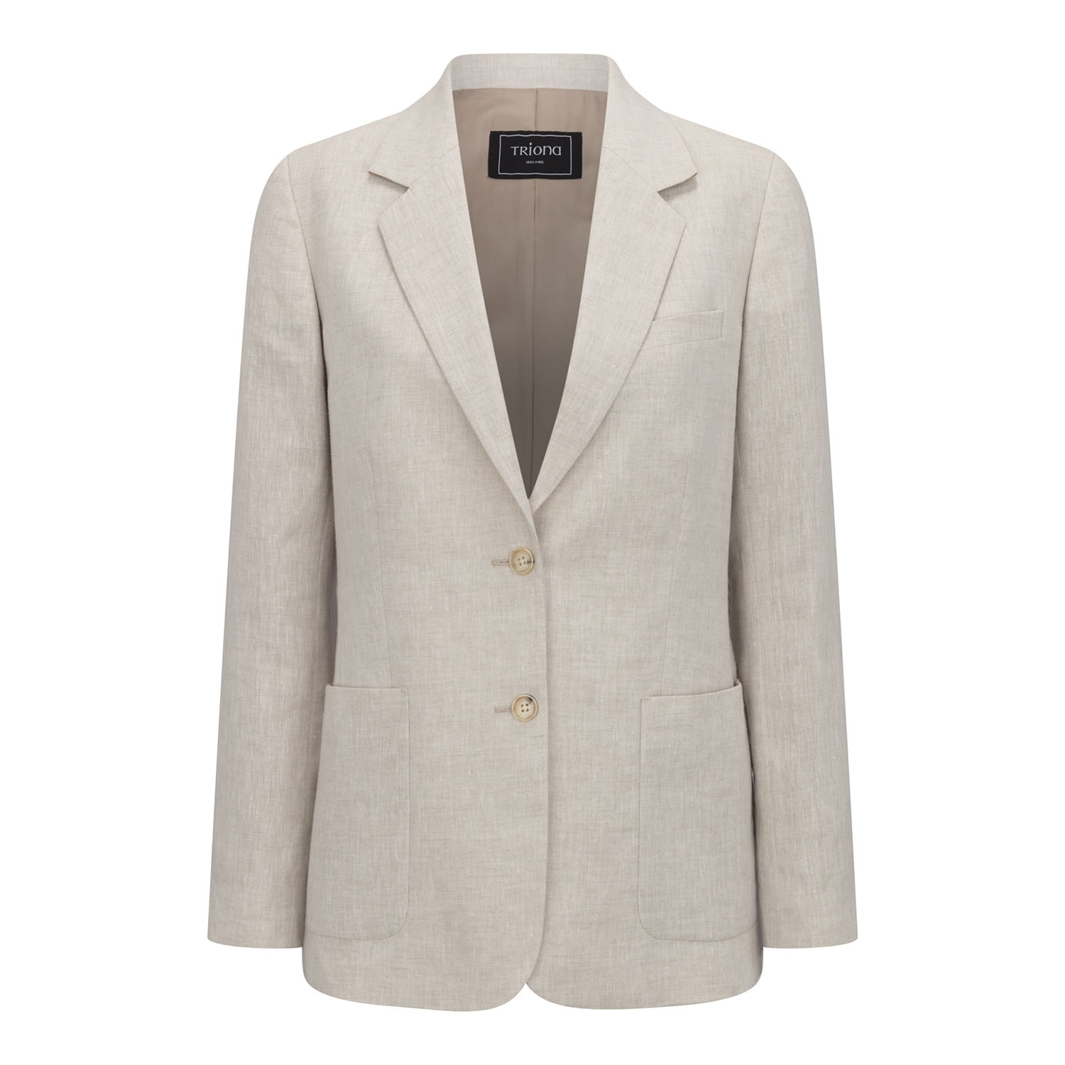 Triona Women's Neutrals Oatmeal Una Patch Pocket Irish Linen Jacket