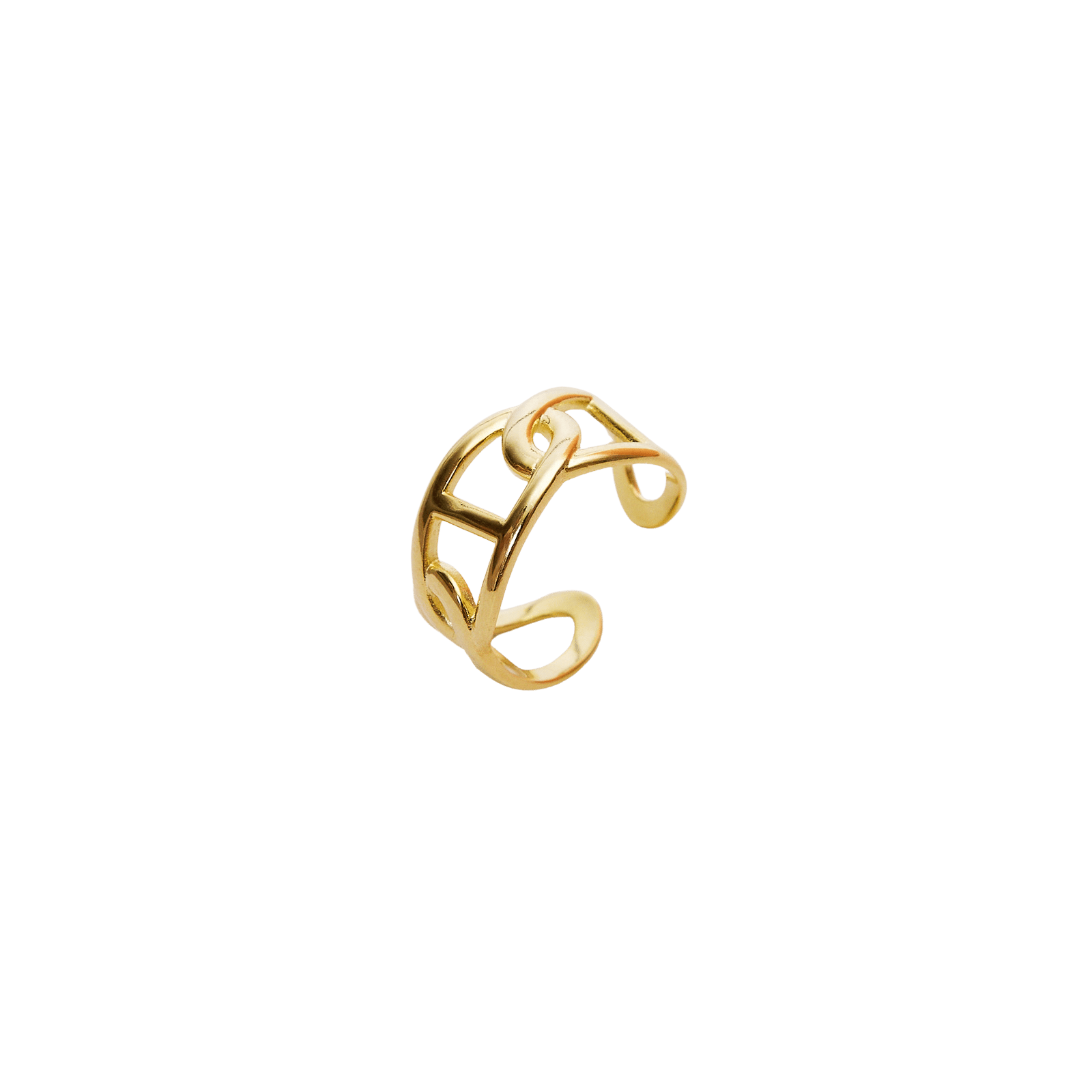 Spero London Women's Large Chain Ring Sterling Silver - Gold In Gold