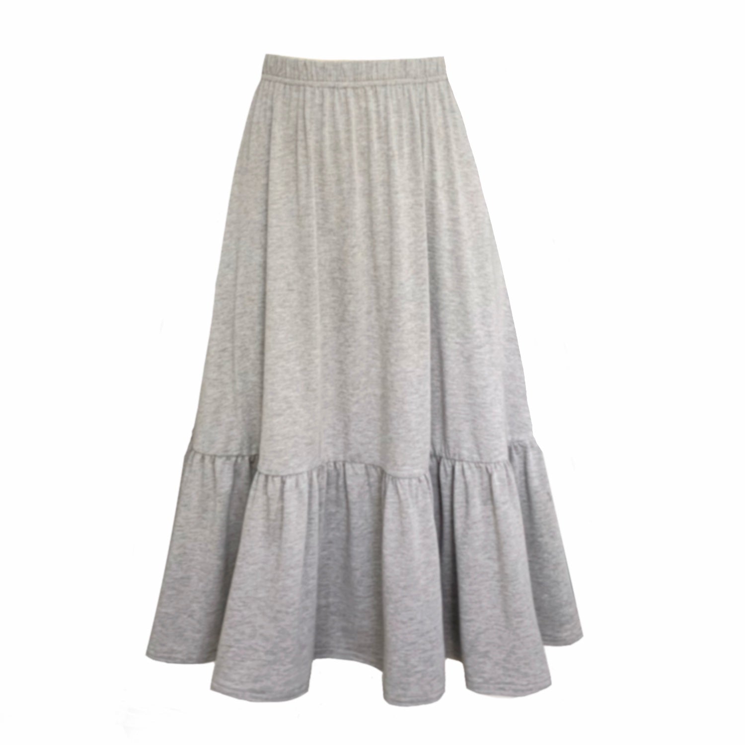 Frock Tales Women's Boho Gathered Midi Skirt With Pockets In Grey In Grey