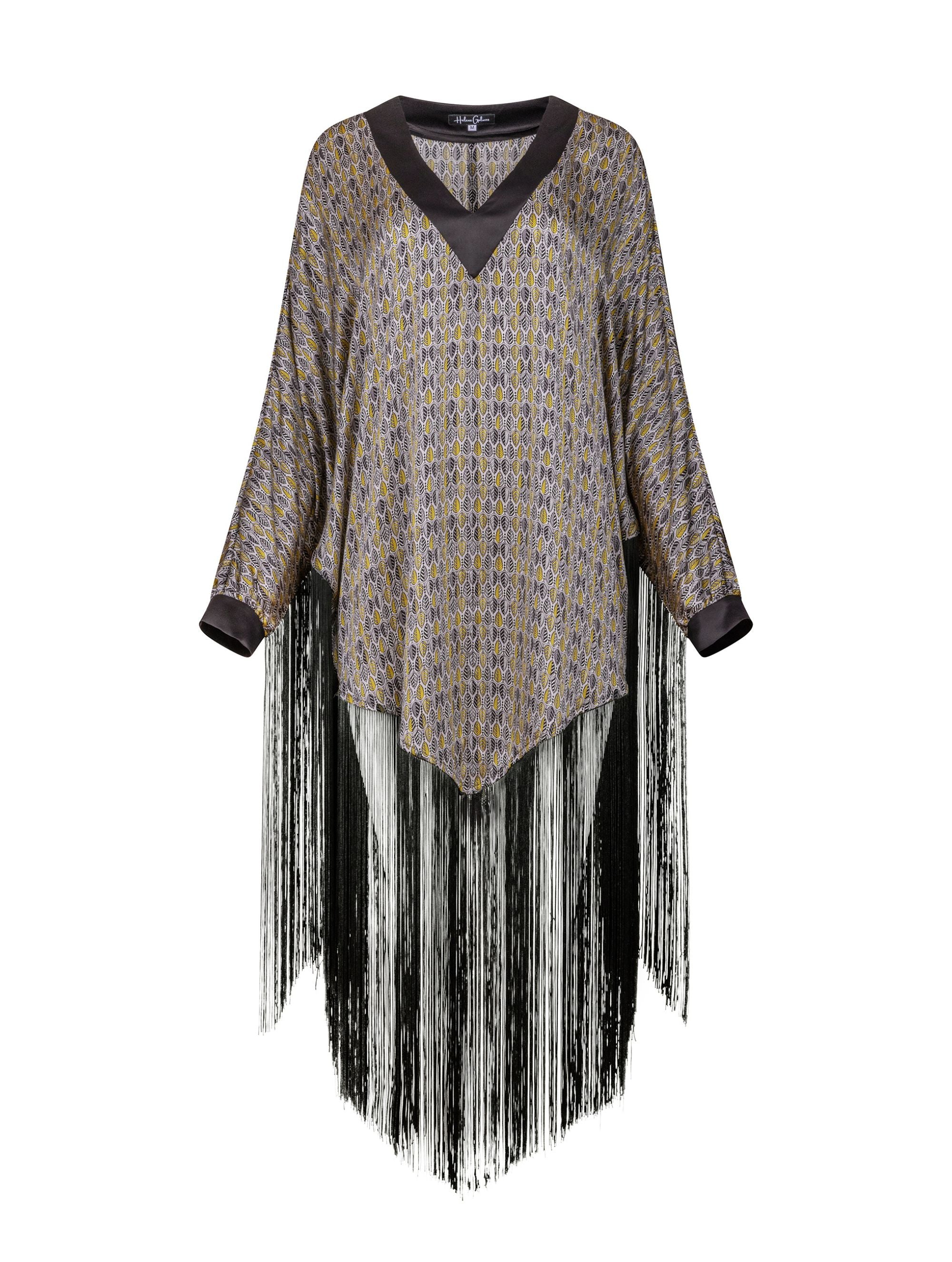 Helene Galwas Women's Green / Yellow / Orange Jennifer - Poncho Dress In Silver/green/yellow