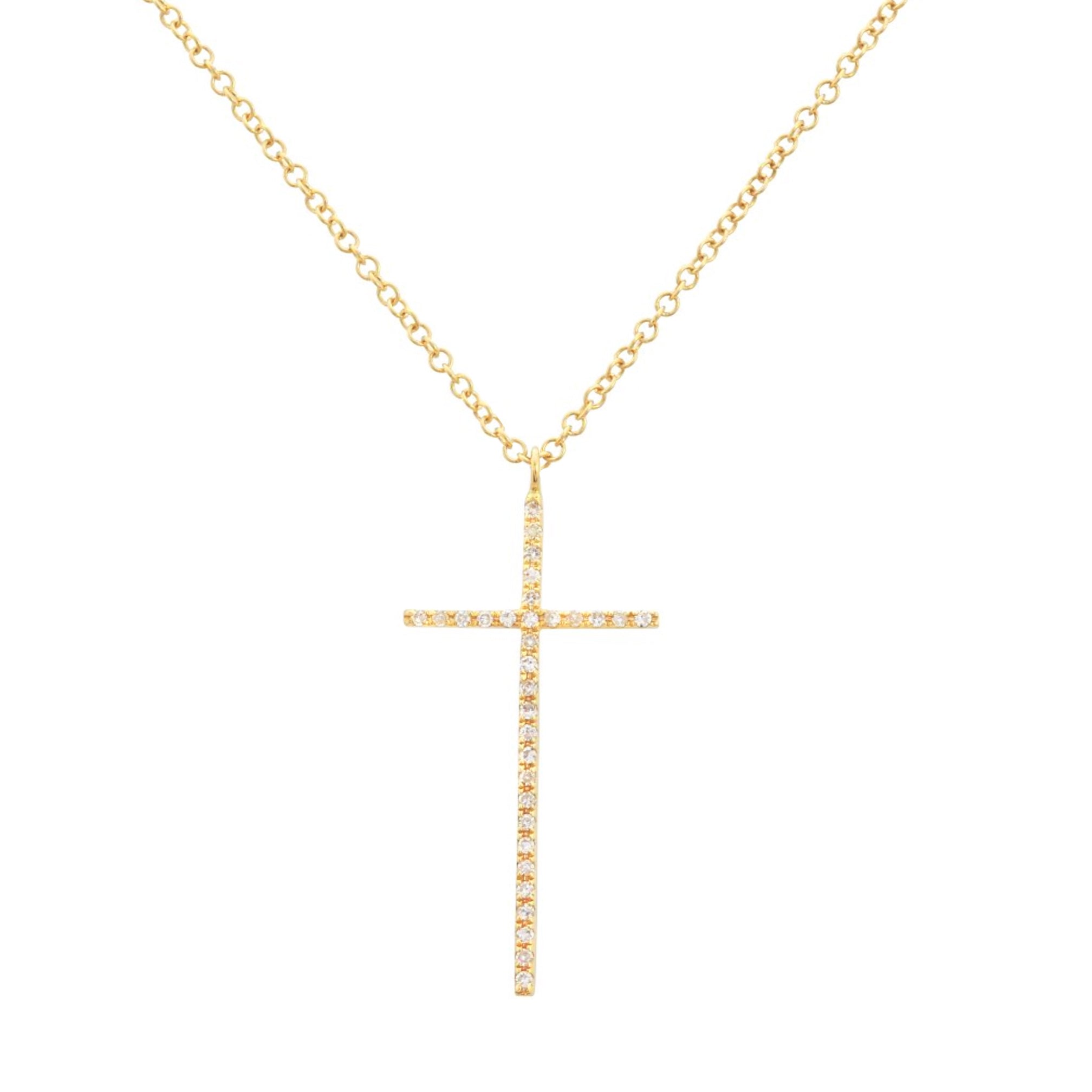 Women’s Large Diamond Cross Necklace In 14K Gold Kamaria