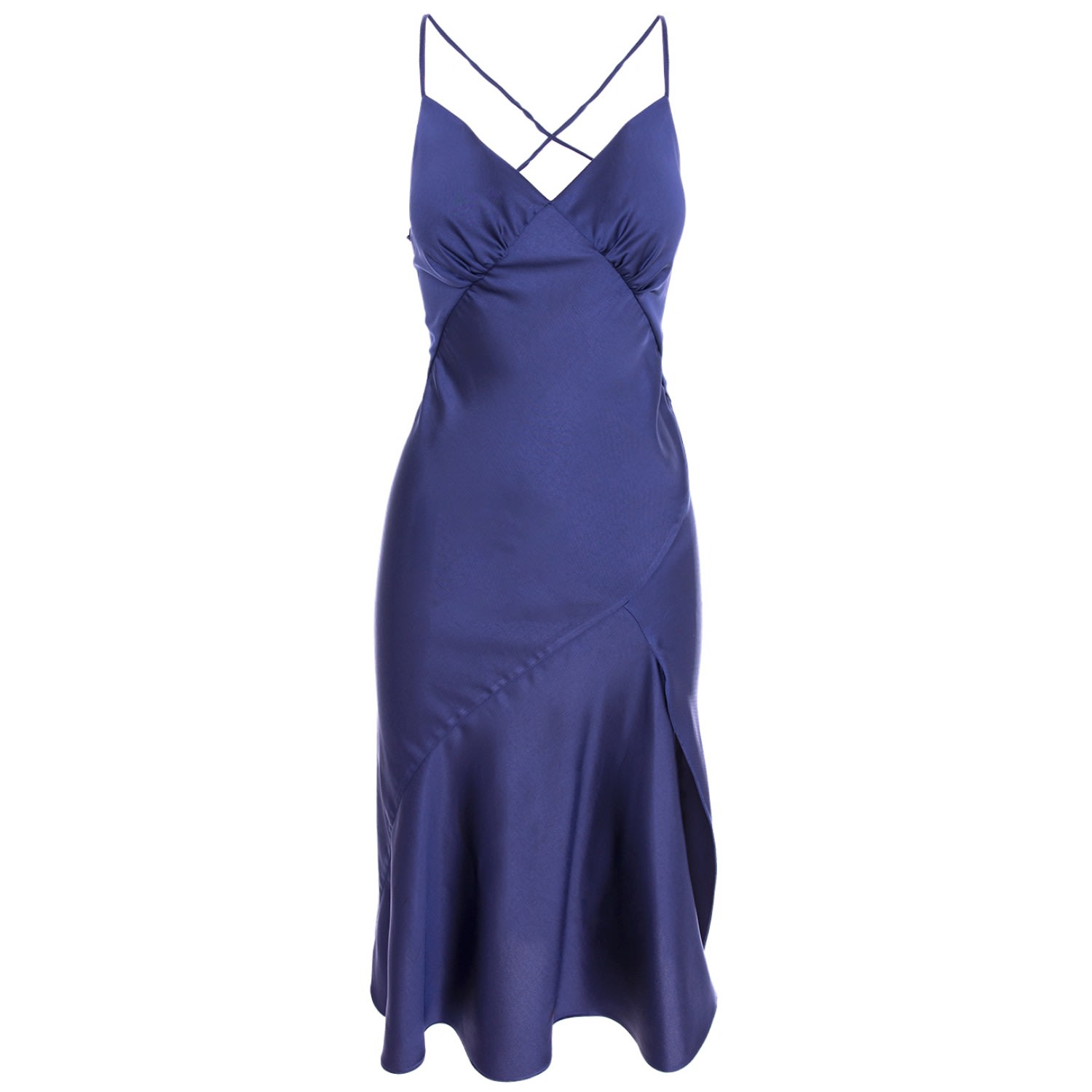 Roserry Women's Blue Seville Satin Midi In Navy In Blue