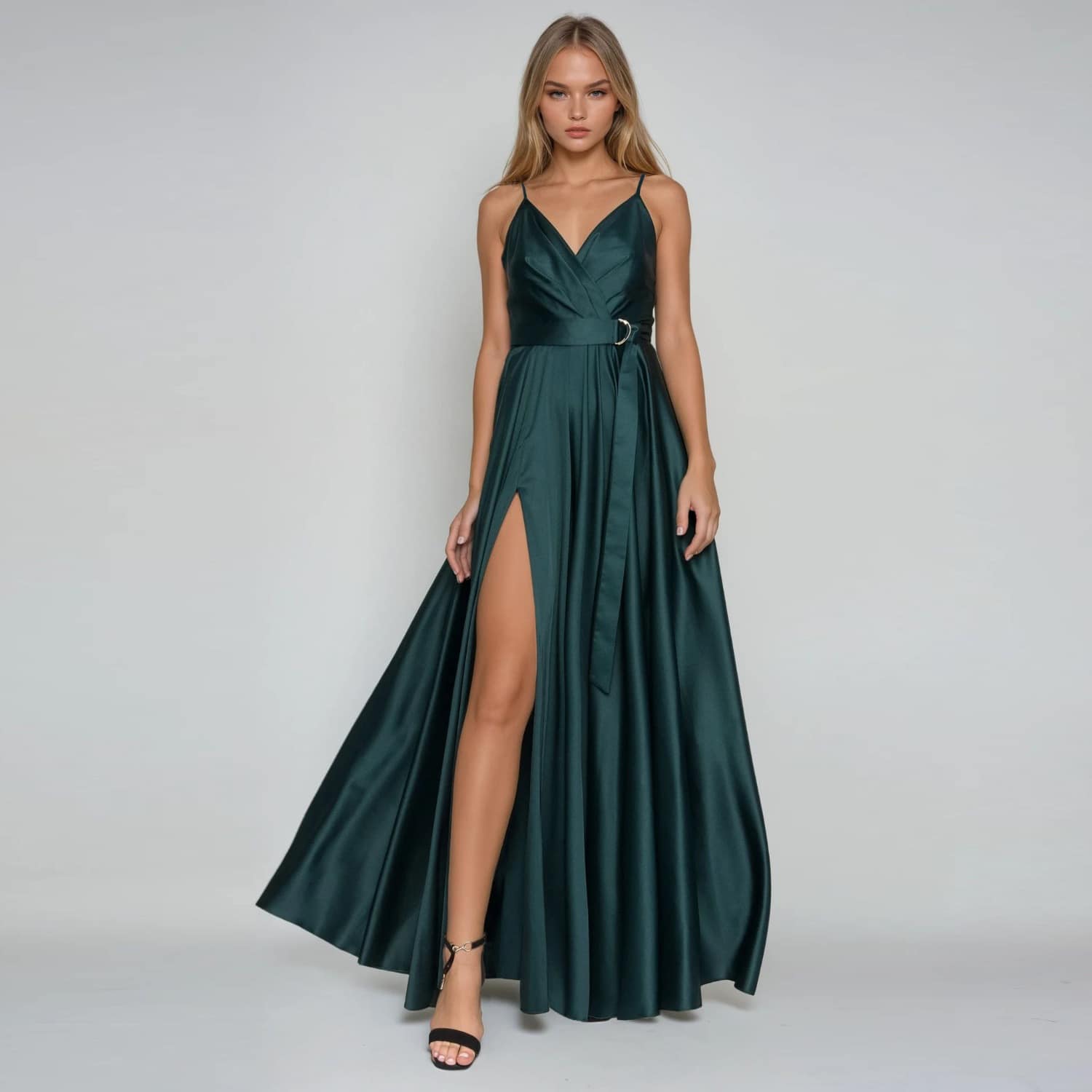 Emerald Satin Long Evening Dress | Angelika Jozefczyk | Wolf & Badger