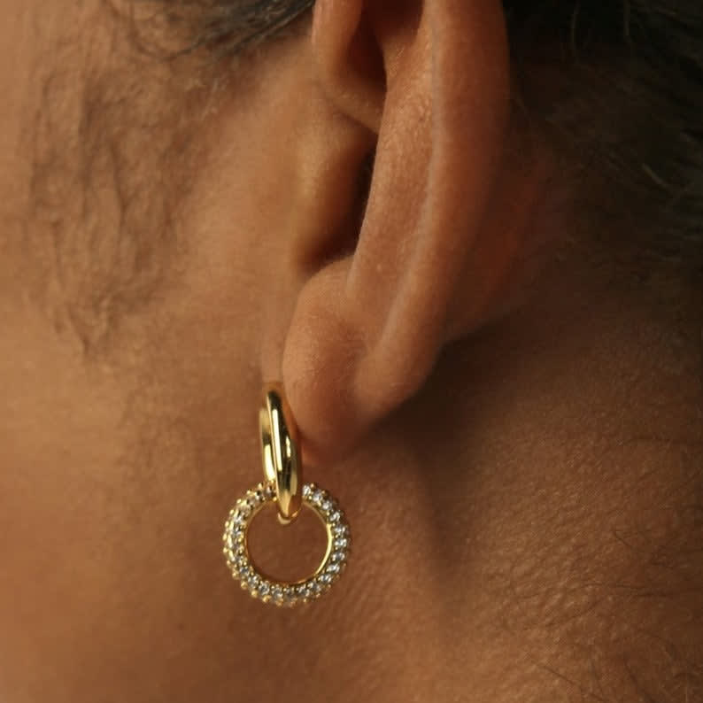 Interlocking double hoop sale earrings