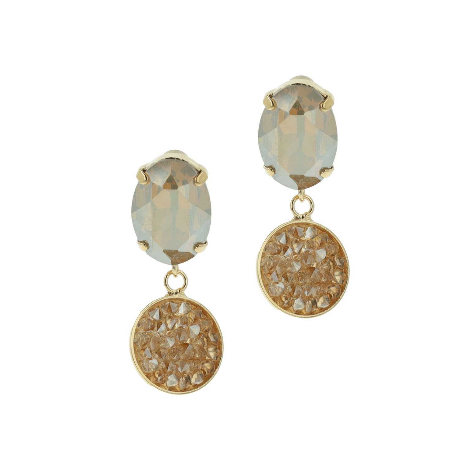 Women's Grey / Gold Classic Rocks Earrings White Opal - Big | Otazu