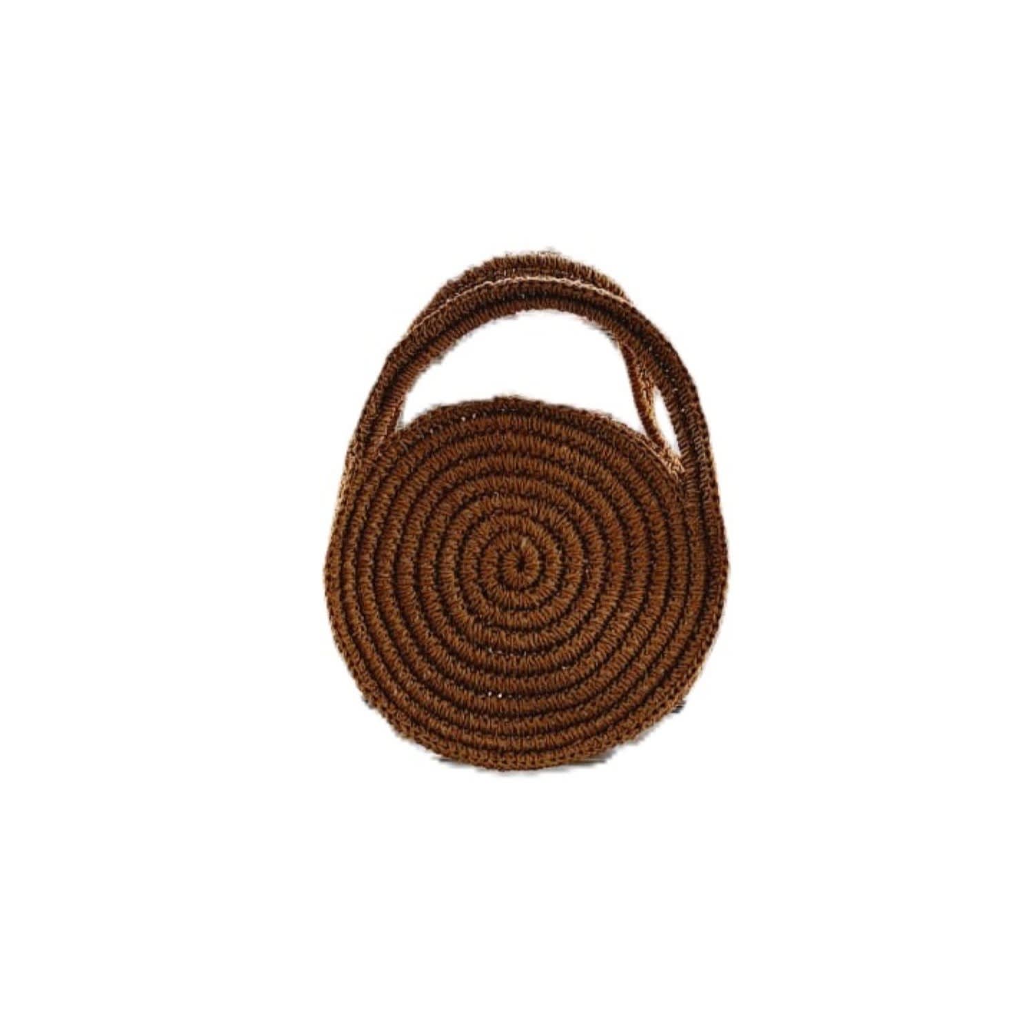Springmoonatelier Women's Handmade Brown Spiral Raffia Mini Handbag